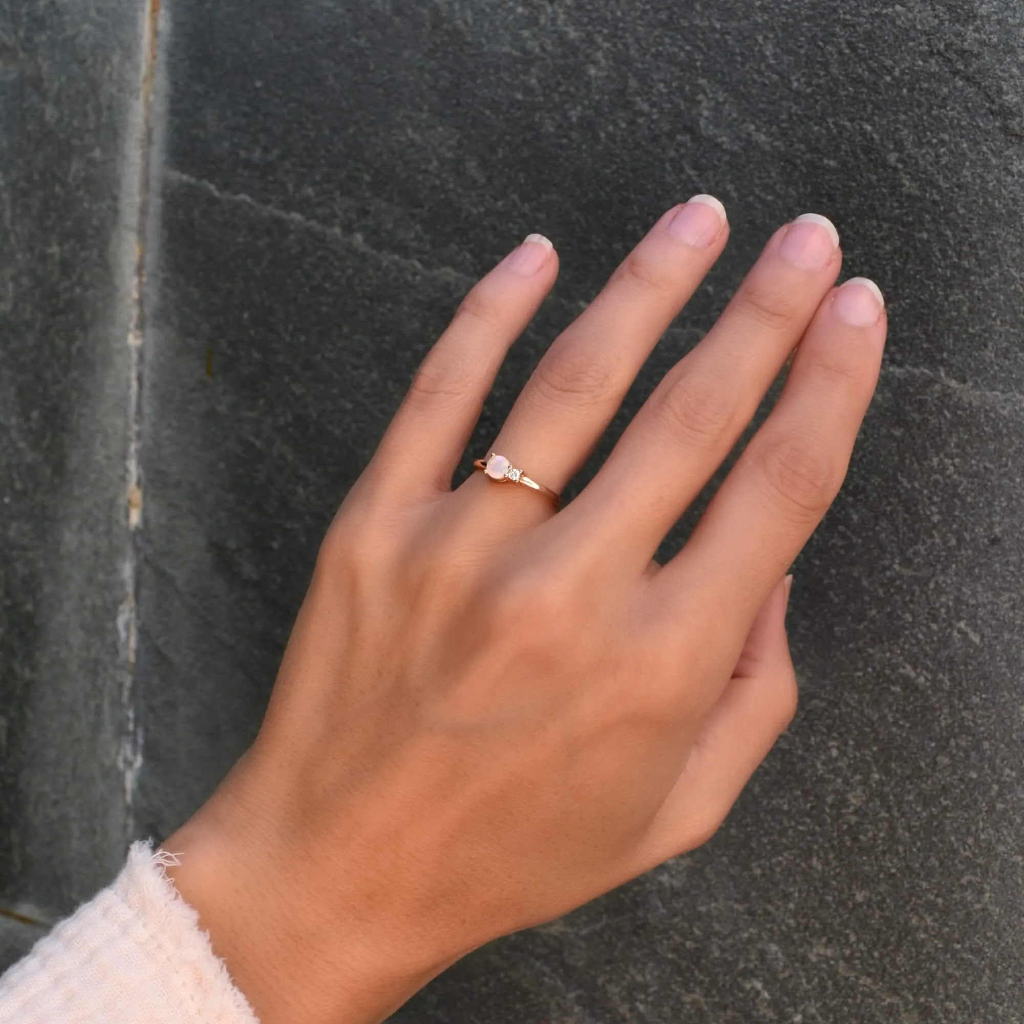 The Vault: Greenwich Solitaire Opal & Diamond Ring, White Gold Size 8 sold by Haverhill product image thumbnail 2