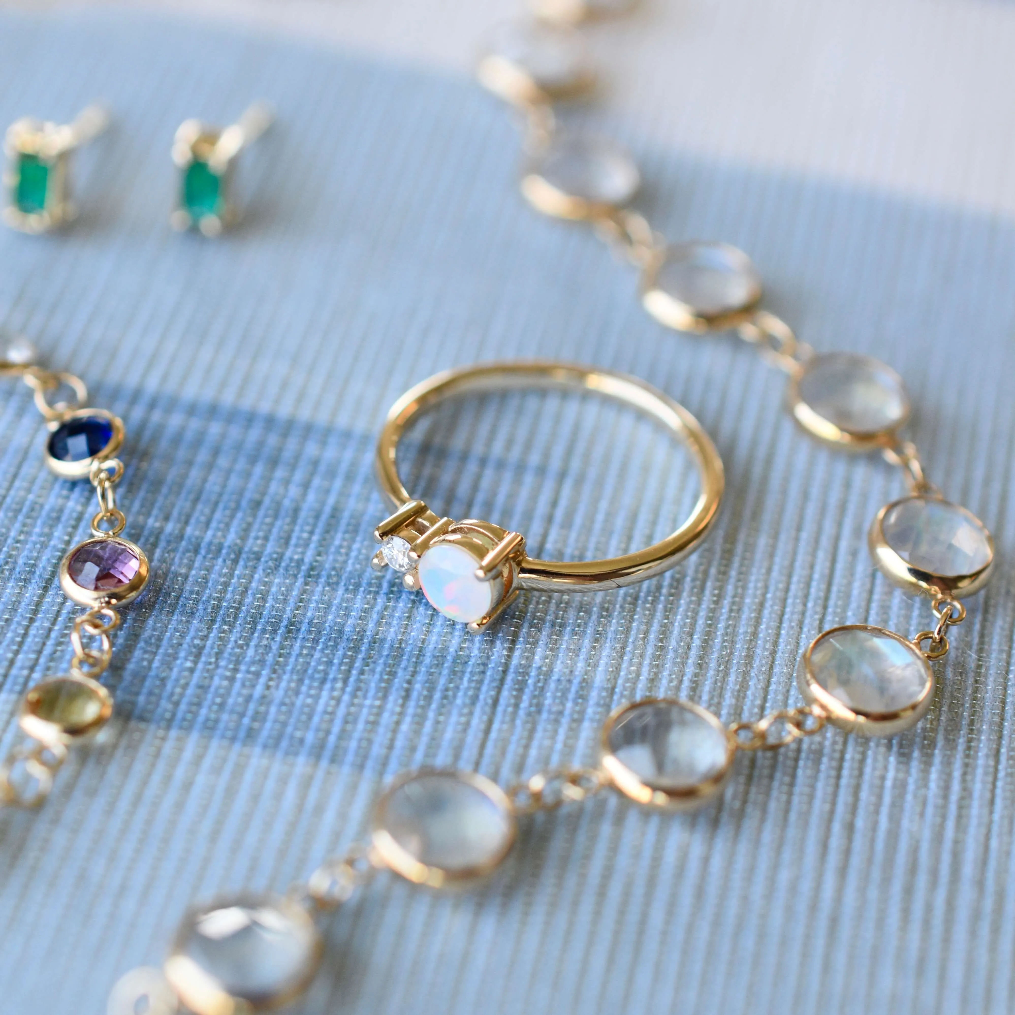 The Vault: Greenwich Solitaire Opal & Diamond Ring, White Gold Size 8 sold by Haverhill product image thumbnail 4