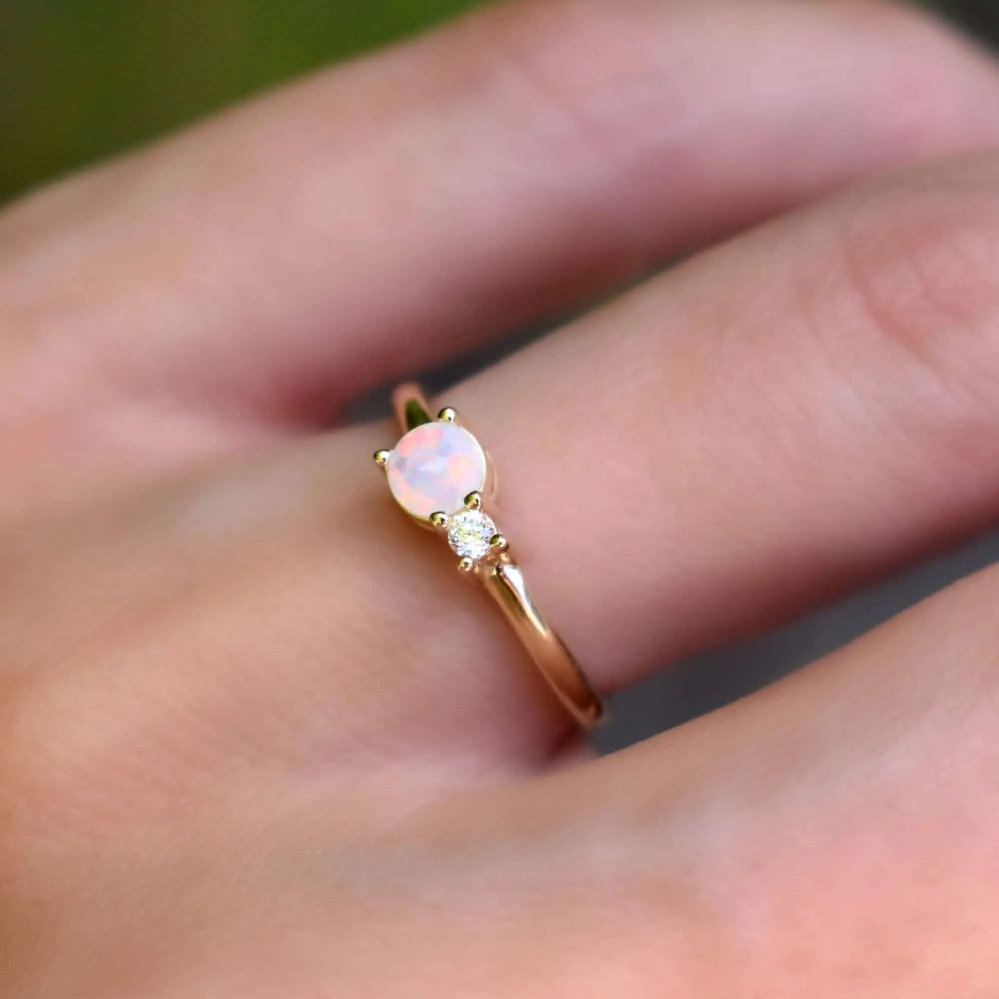The Vault: Greenwich Solitaire Opal & Diamond Ring, White Gold Size 8 sold by Haverhill product image thumbnail 5