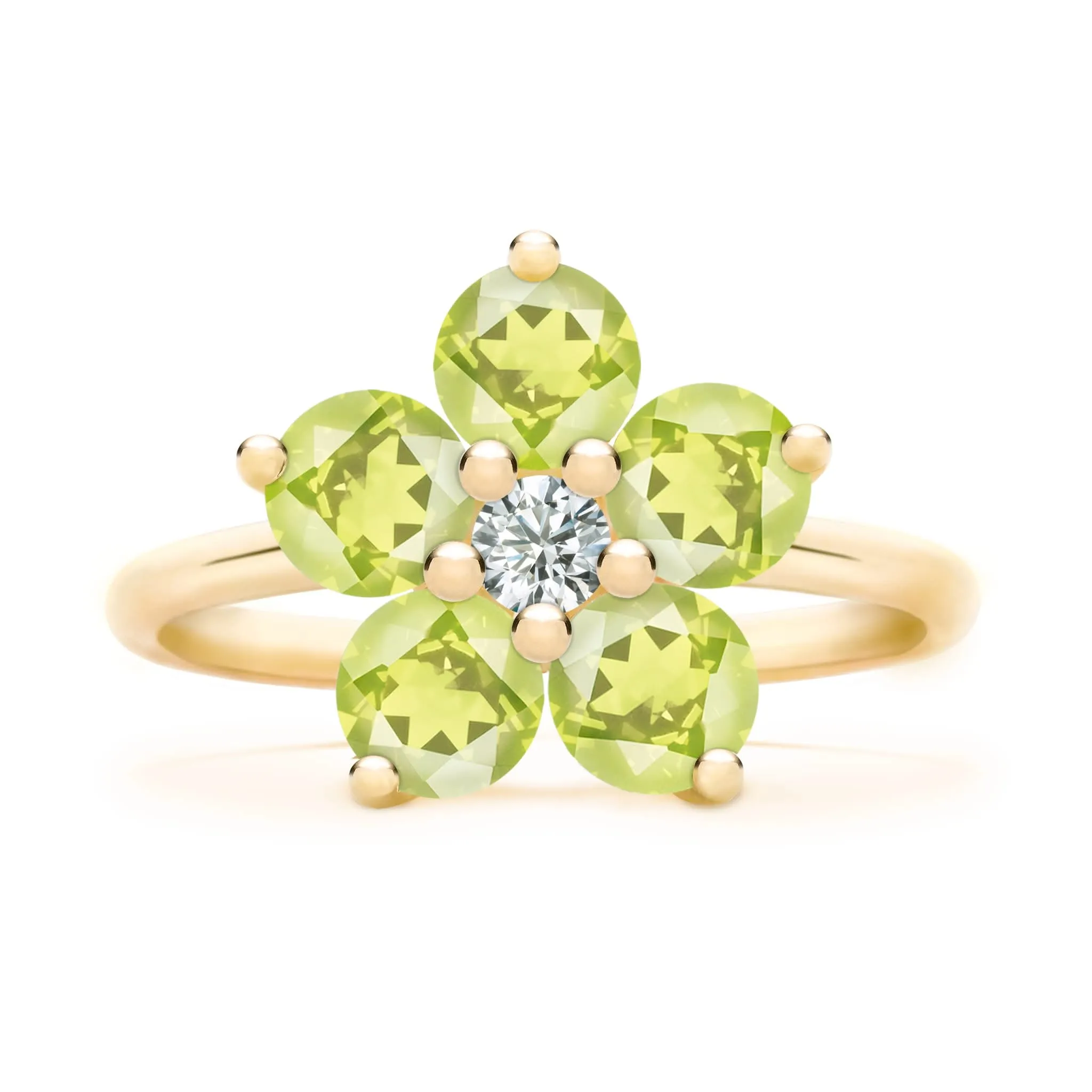 The Vault: Greenwich Flower Peridot & Diamond Ring, Yellow Gold Size 8 sold by Haverhill product image thumbnail 4