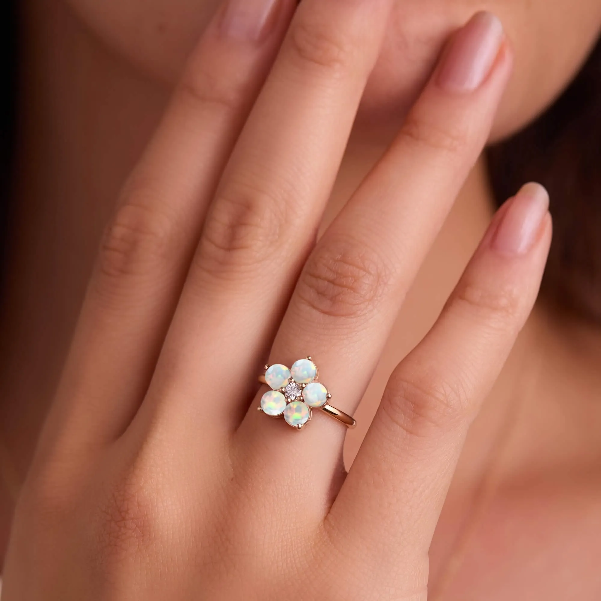 The Vault: Greenwich Flower Opal & Diamond Ring, Yellow Gold Size 7.5 sold by Haverhill product image thumbnail 3