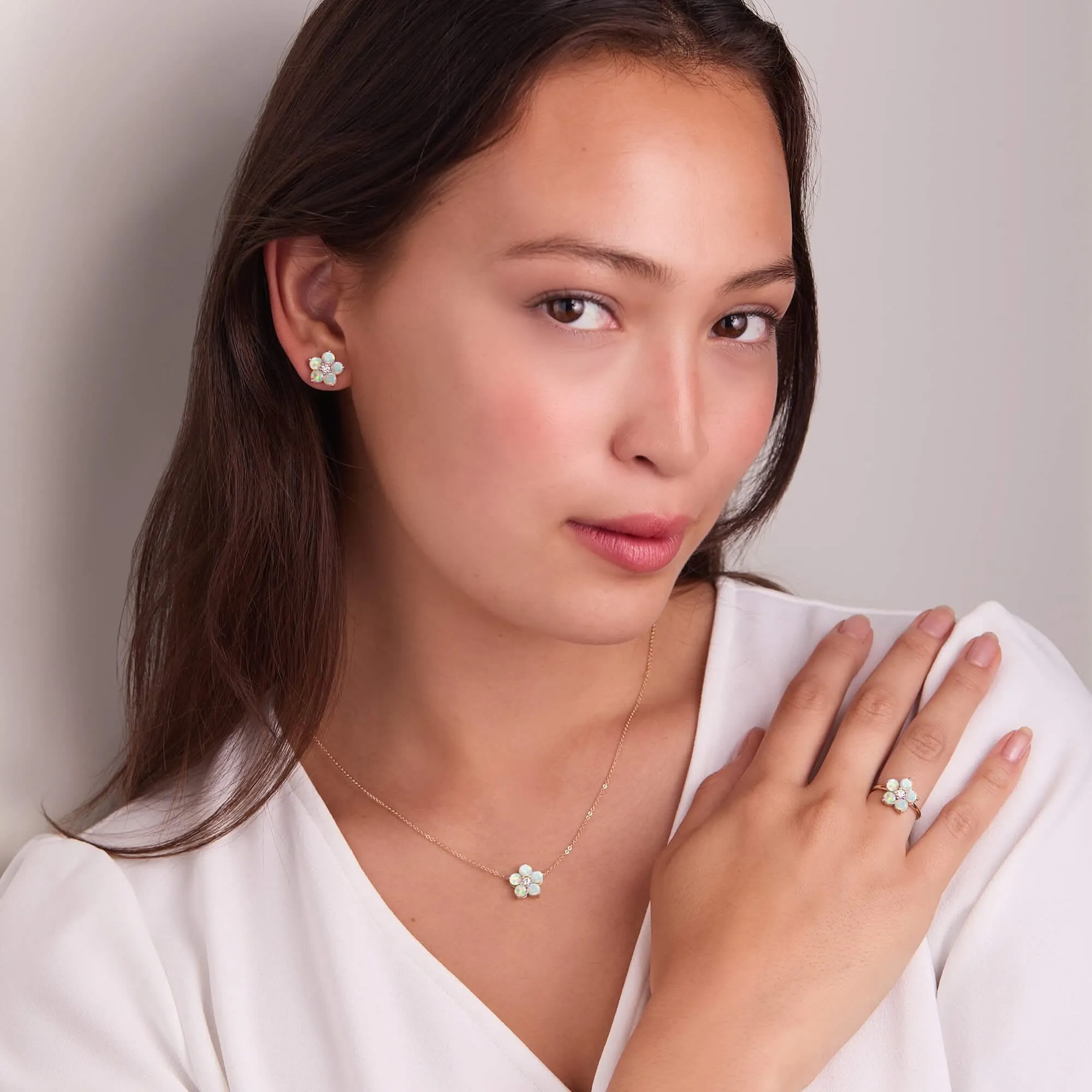 The Vault: Greenwich Flower Opal & Diamond Ring, Yellow Gold Size 7.5 sold by Haverhill product image thumbnail 2