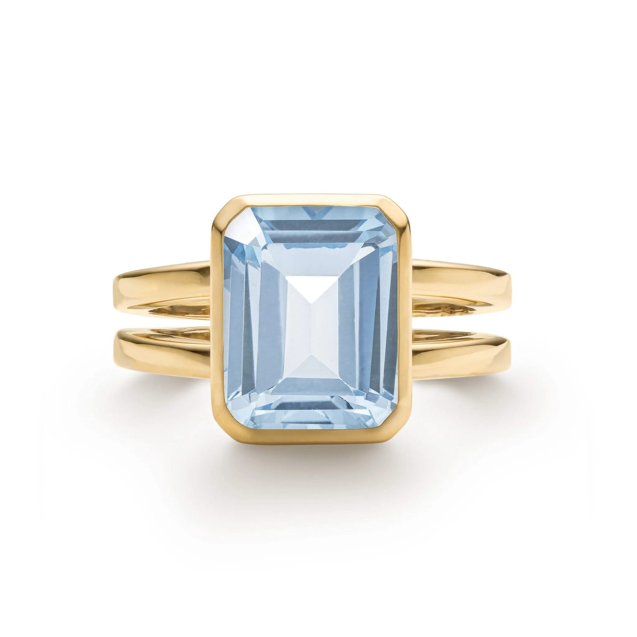 The Vault: Warren Vertical Aquamarine Ring, Yellow Gold Size 8 sold by Haverhill