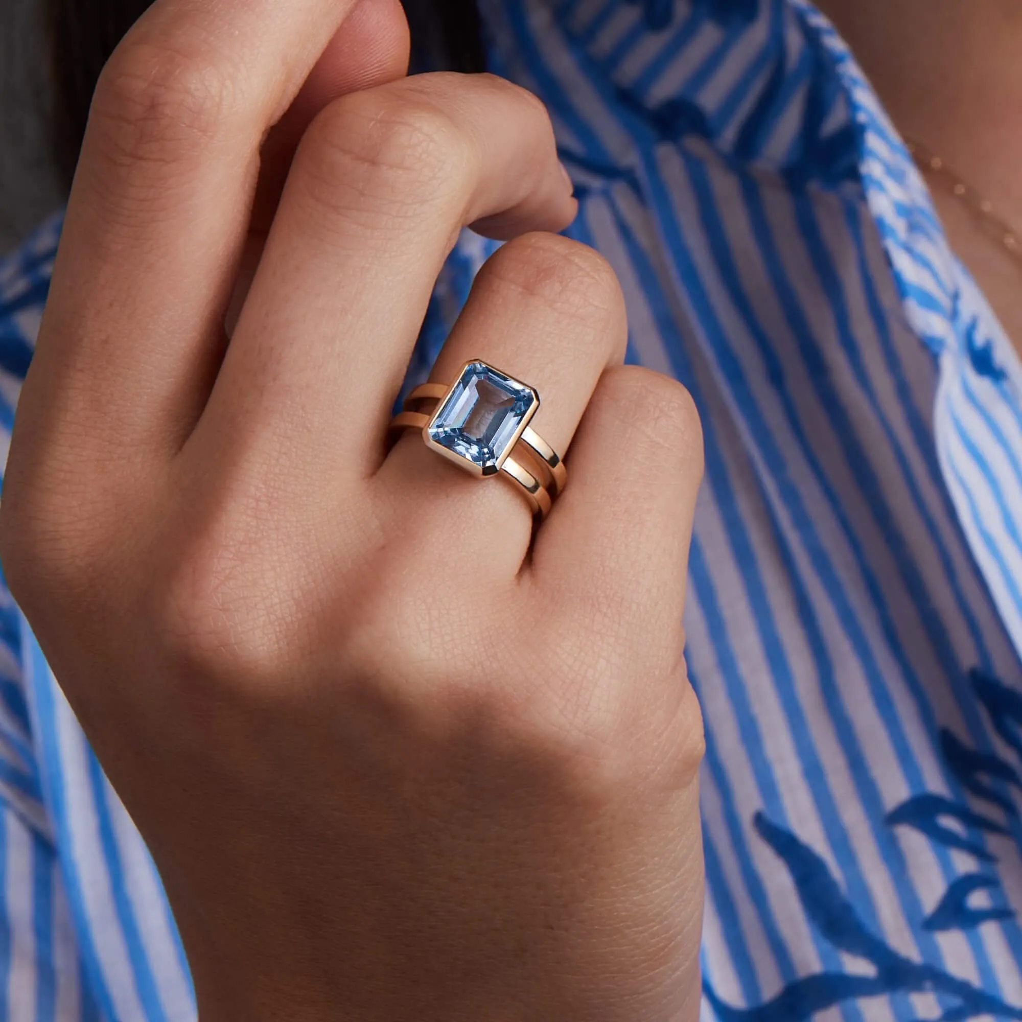 The Vault: Warren Vertical Aquamarine Ring, White Gold Size 8 sold by Haverhill product image thumbnail 3