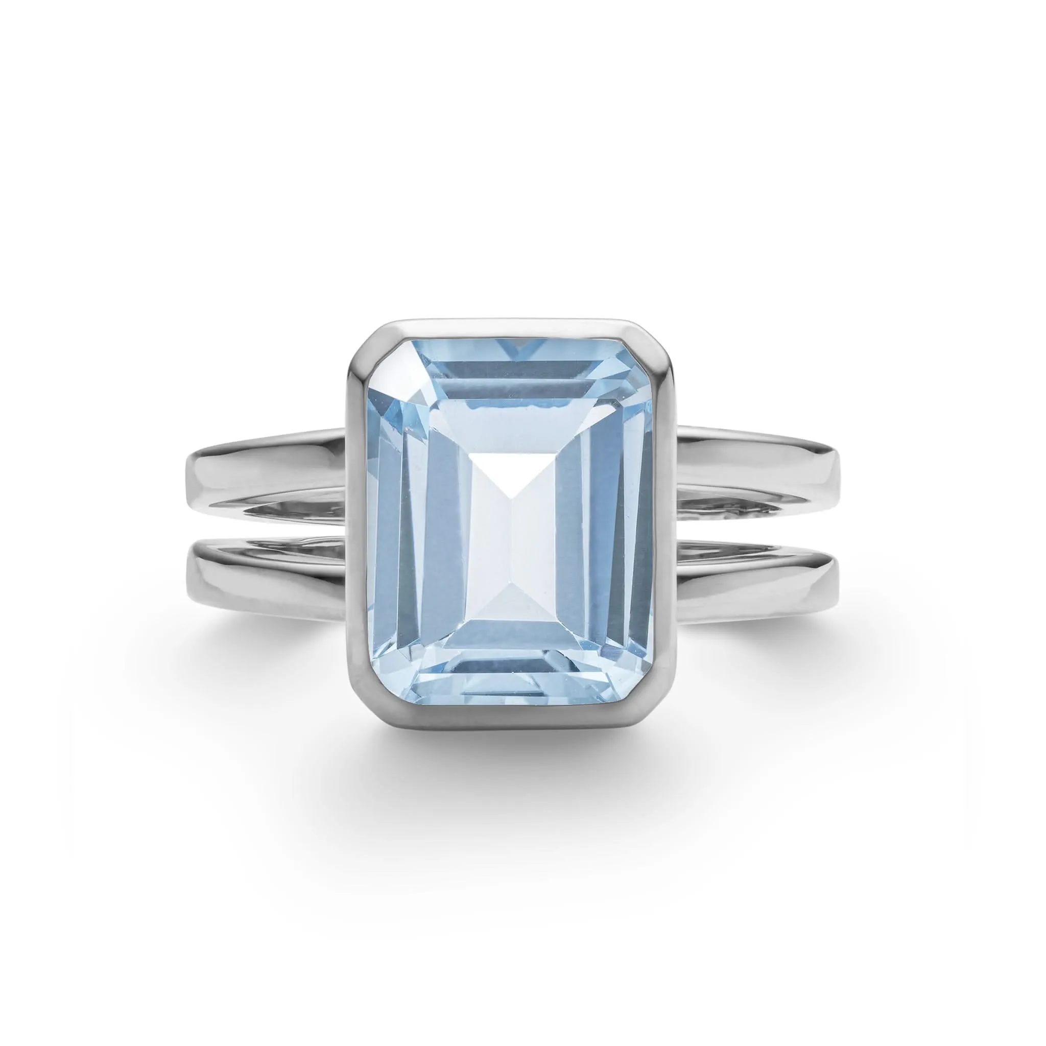 The Vault: Warren Vertical Aquamarine Ring, White Gold Size 8 sold by Haverhill