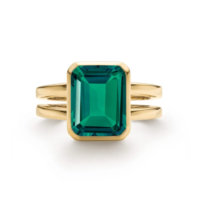 The Vault: Warren Vertical Emerald Ring, Yellow Gold Size 6 made by Haverhill