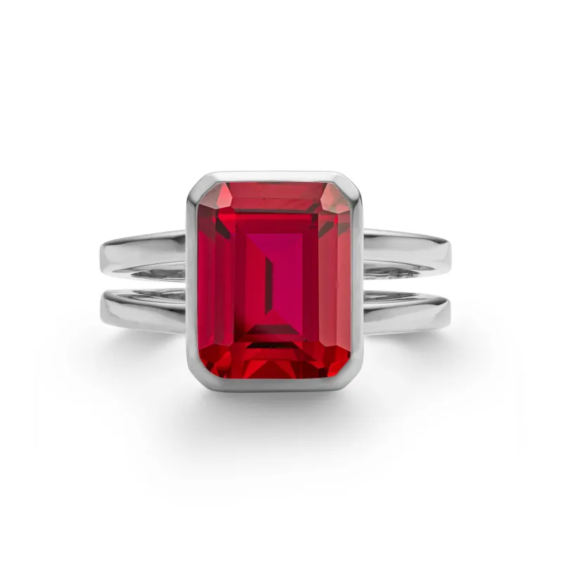 The Vault: Warren Vertical Ruby Ring, White Gold Size 8 made by Haverhill