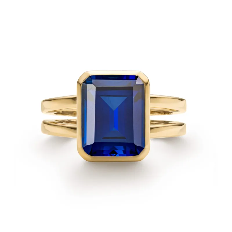 The Vault: Warren Vertical Sapphire Ring, Yellow Ring Size 6.5 made by Haverhill