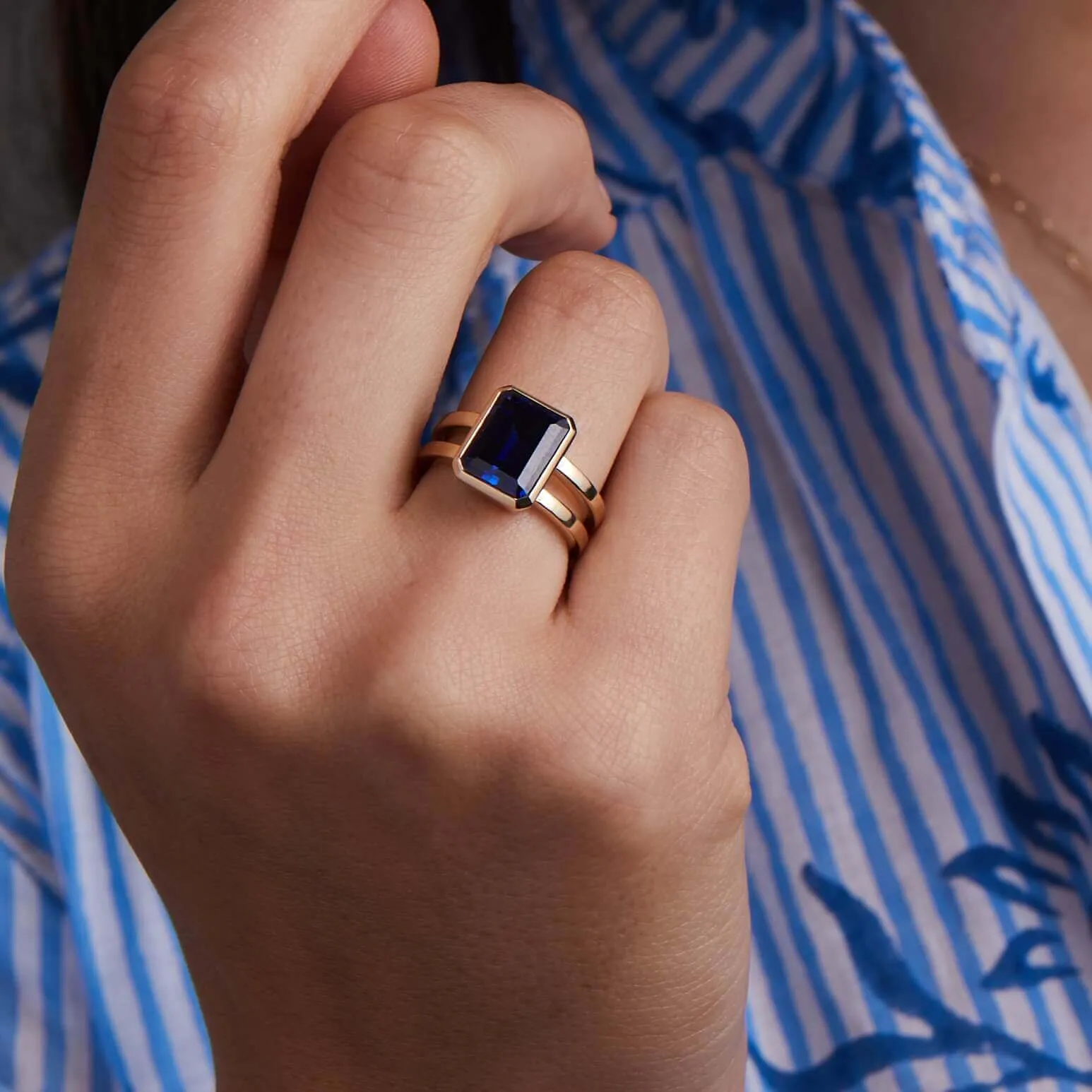 The Vault: Warren Vertical Sapphire Ring, Yellow Ring Size 6.5 sold by Haverhill product image thumbnail 3