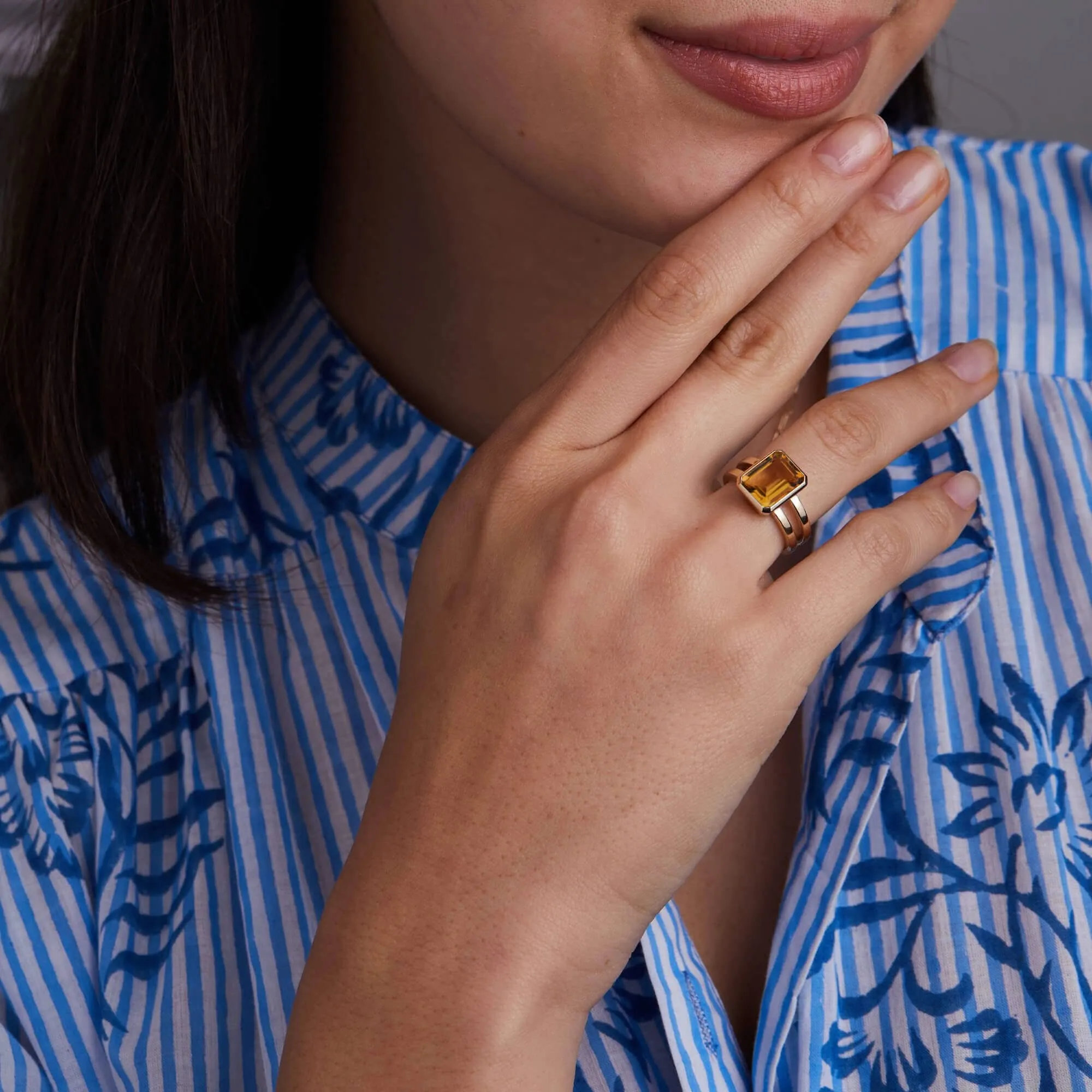 The Vault: Warren Vertical Citrine Ring, Yellow Gold Size 9 sold by Haverhill product image thumbnail 2