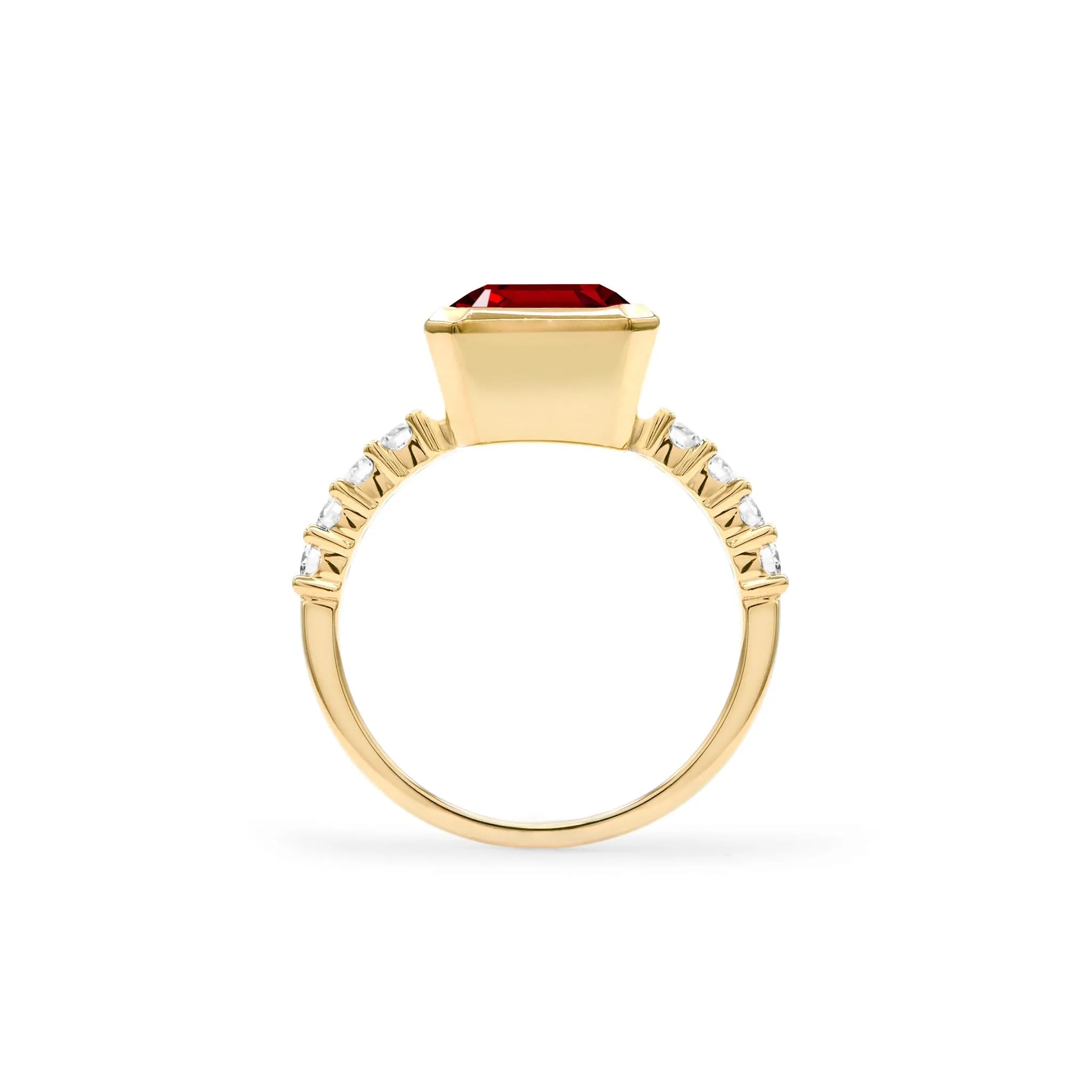 The Vault: Warren Vertical Garnet Ring with Diamonds, Yellow Gold Size 6.5 sold by Haverhill product image thumbnail 5