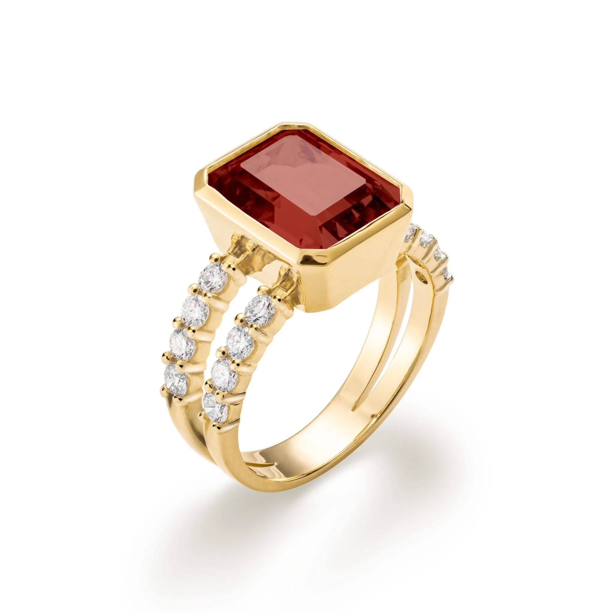 The Vault: Warren Vertical Garnet Ring with Diamonds, Yellow Gold Size 6.5 sold by Haverhill product image thumbnail 4