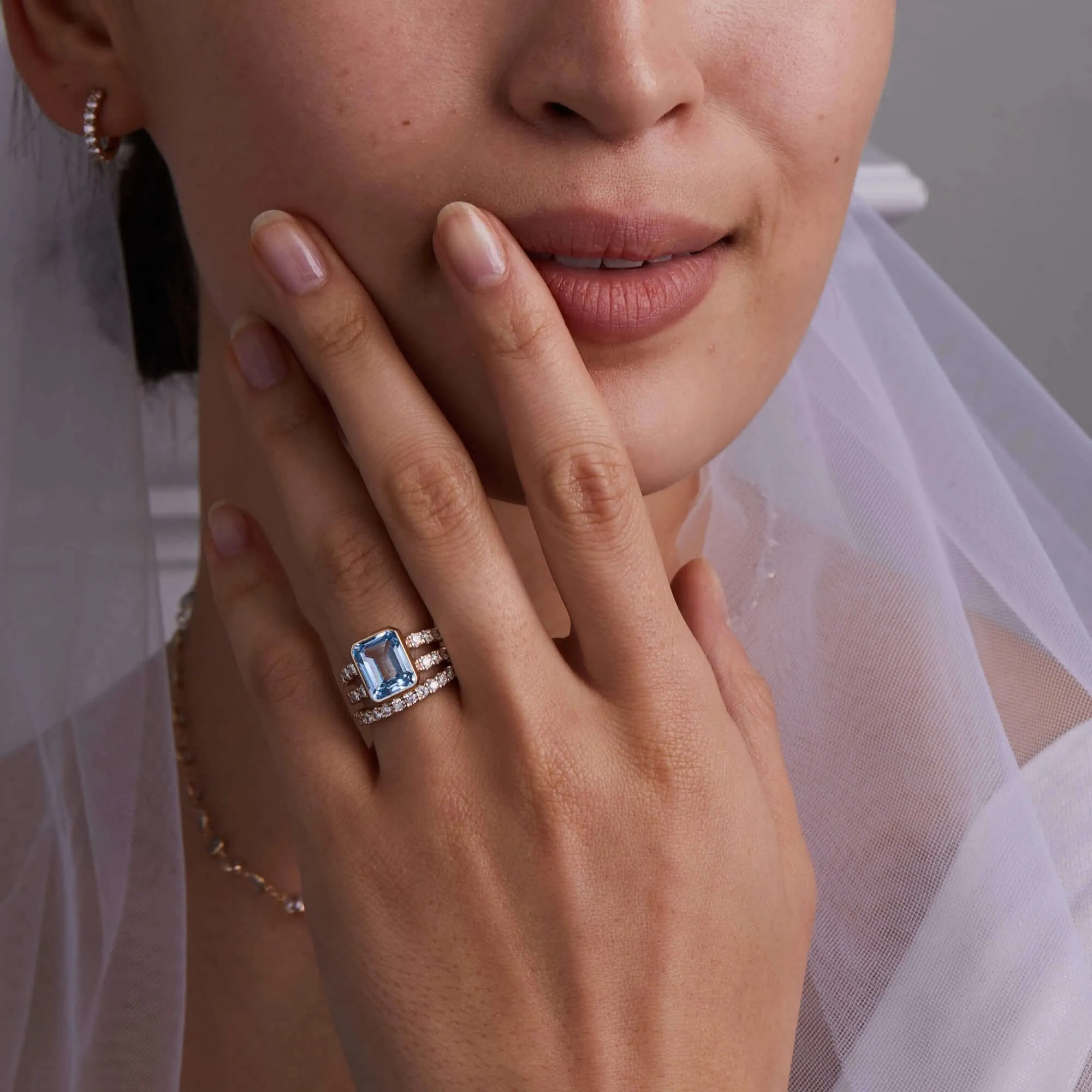 The Vault: Warren Vertical Aquamarine Ring with Diamonds, White Gold Size 7.5 sold by Haverhill product image thumbnail 4