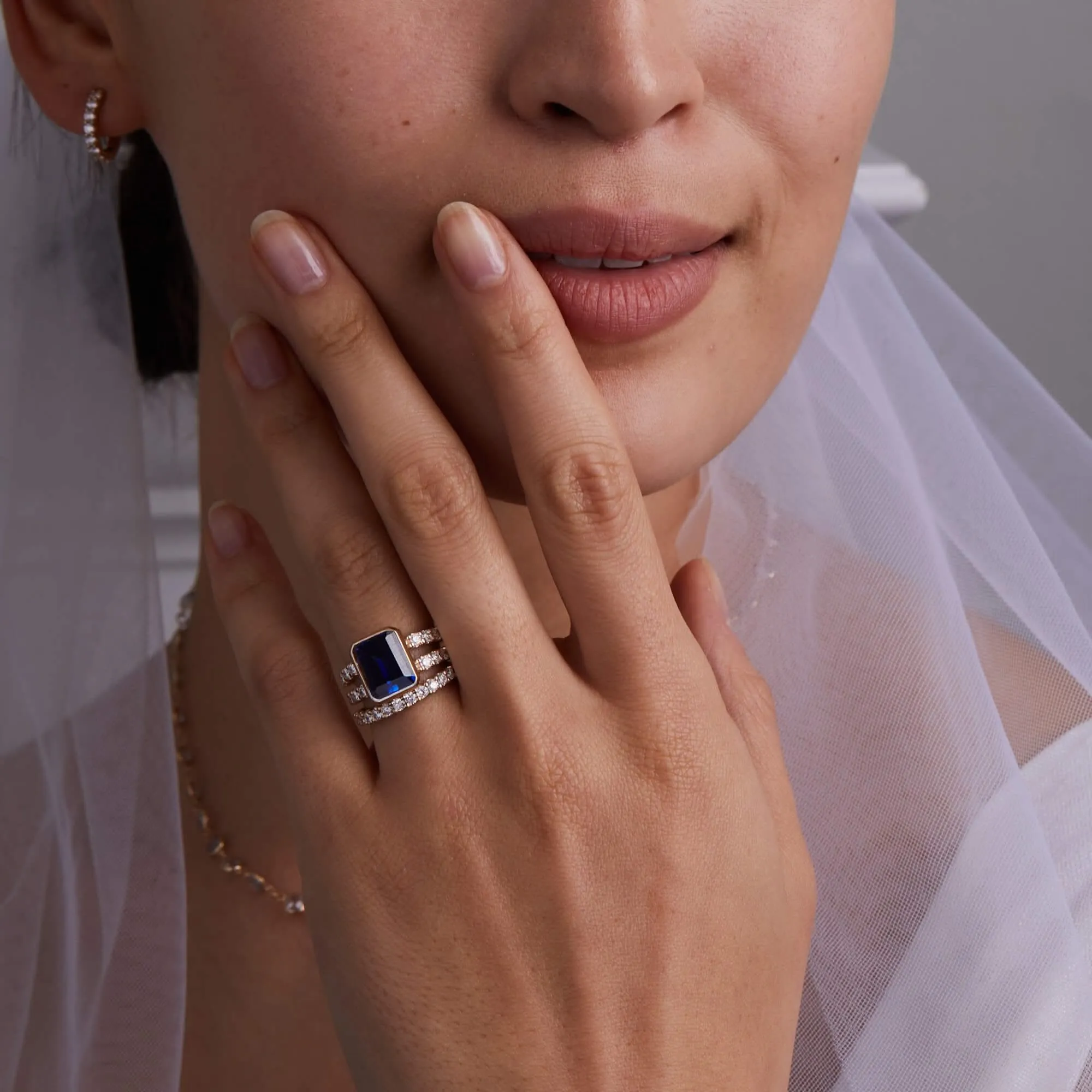 The Vault: Warren Vertical Sapphire Ring with Diamonds, White Gold Size 7 sold by Haverhill product image thumbnail 4