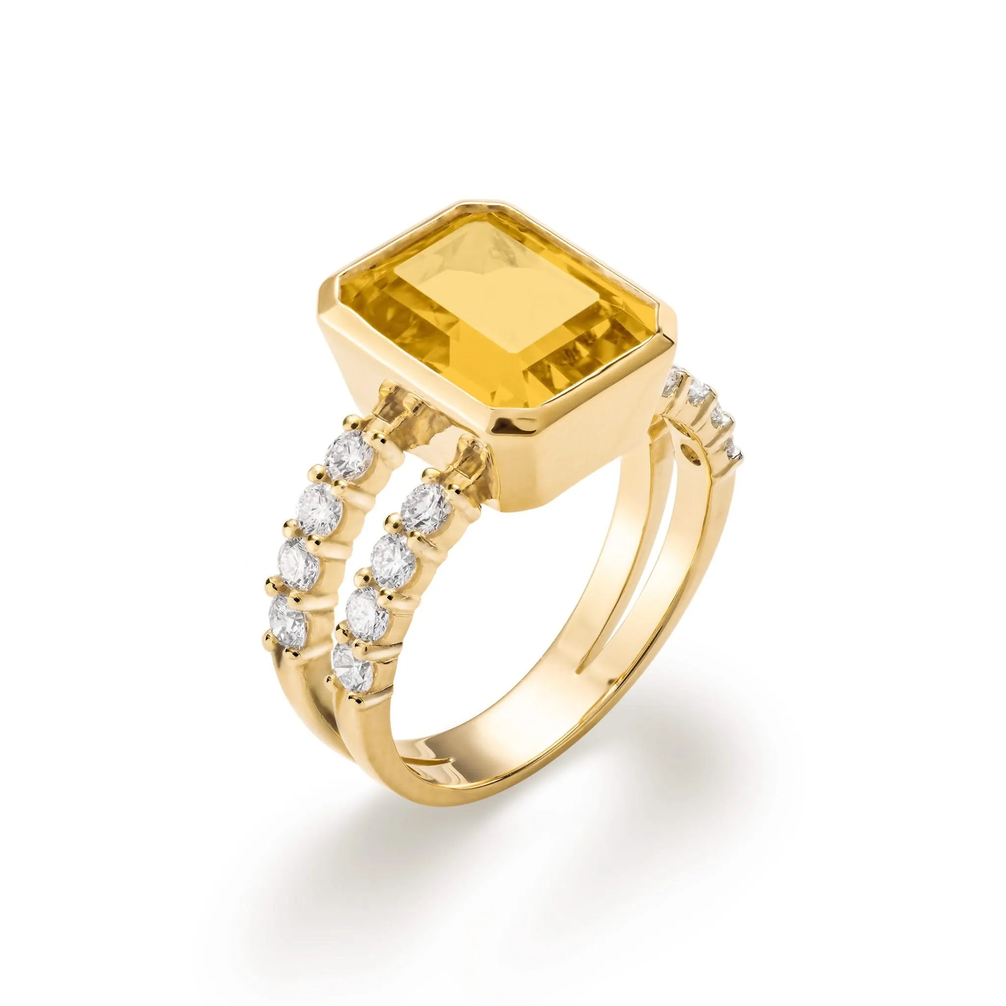 The Vault: Warren Vertical Citrine Ring with Diamonds, Yellow Gold Size 5 sold by Haverhill product image thumbnail 4