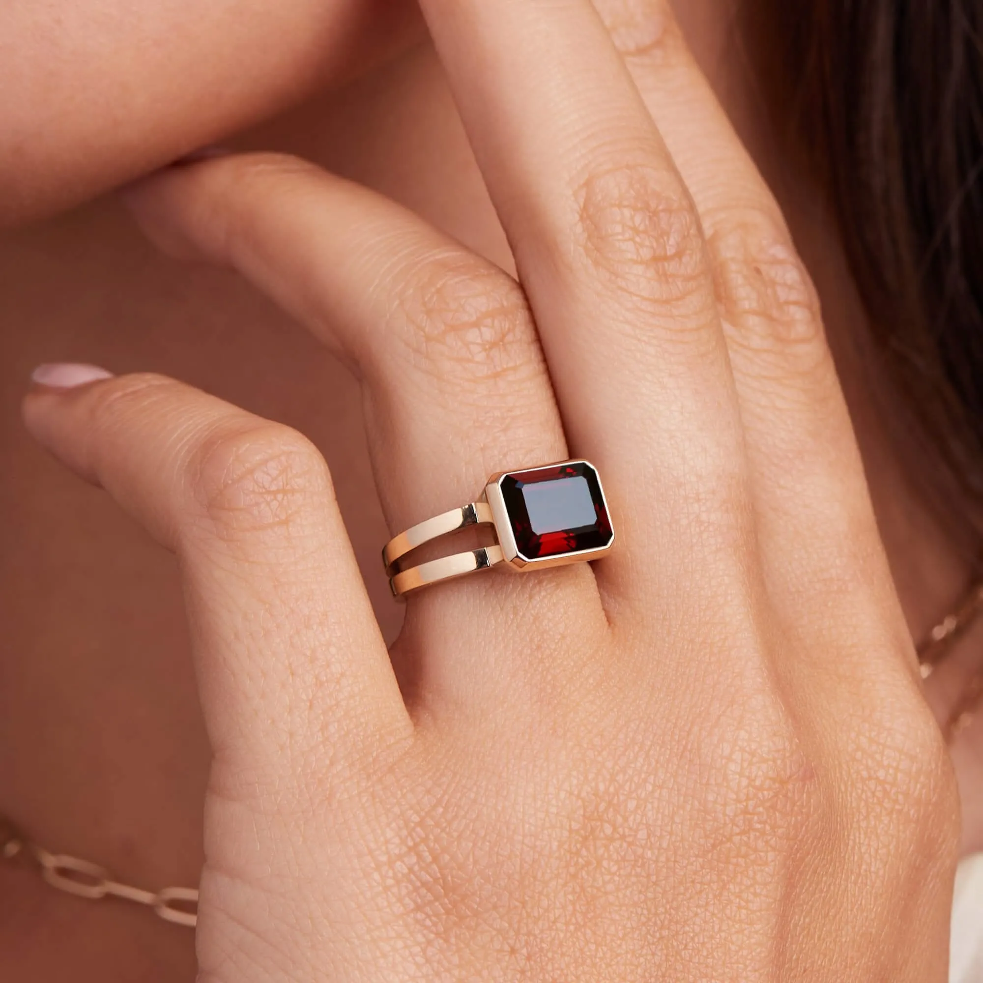 The Vault: Warren Horizontal Garnet Ring, Yellow Gold Size 5.5 sold by Haverhill product image thumbnail 3