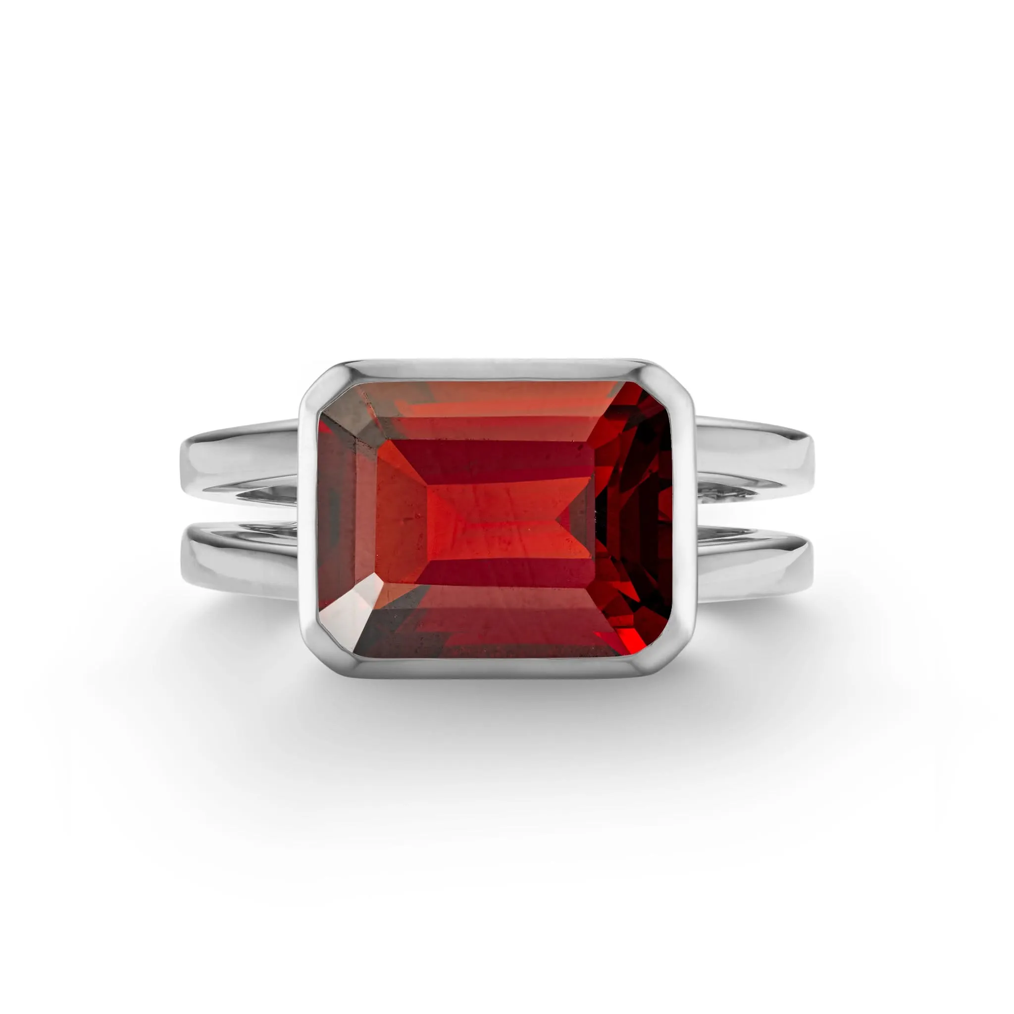 The Vault: Warren Horizontal Garnet Ring, White Gold Size 9 sold by Haverhill