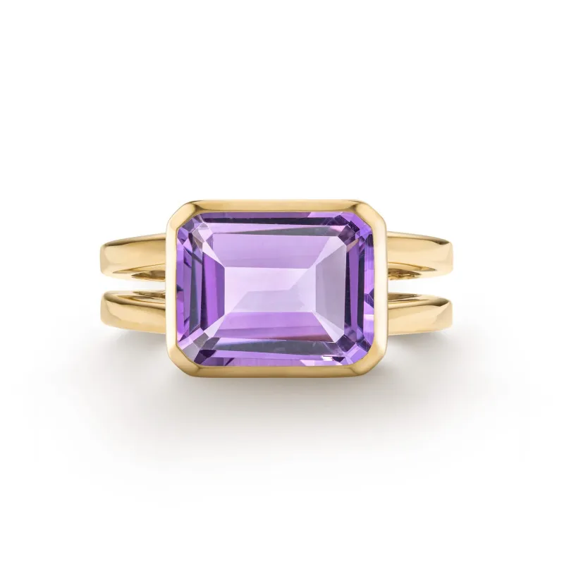 The Vault: Warren Horizontal Amethyst Ring, Yellow Gold Size 5 made by Haverhill
