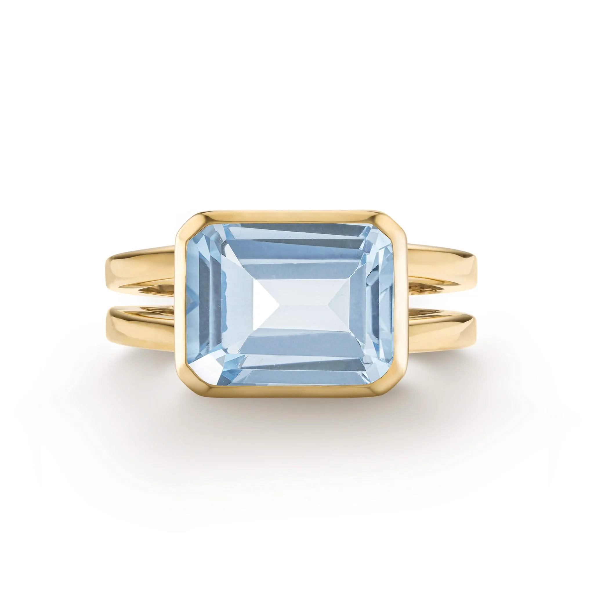 The Vault: Warren Horizontal Aquamarine Ring, Yellow Gold Size 9.5 sold by Haverhill