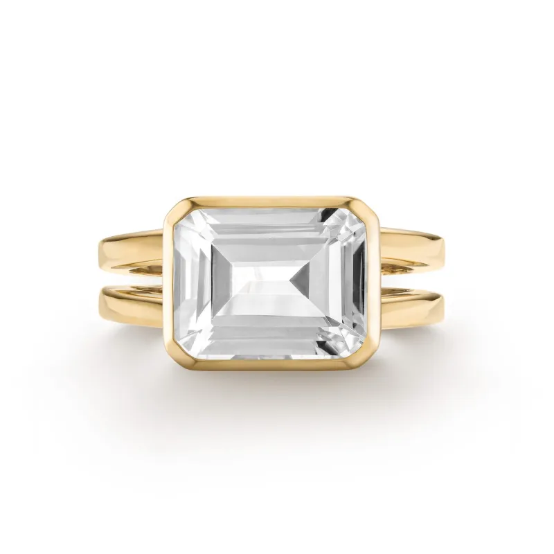 The Vault: Warren Horizontal White Topaz Ring, Yellow Gold Size 7 made by Haverhill