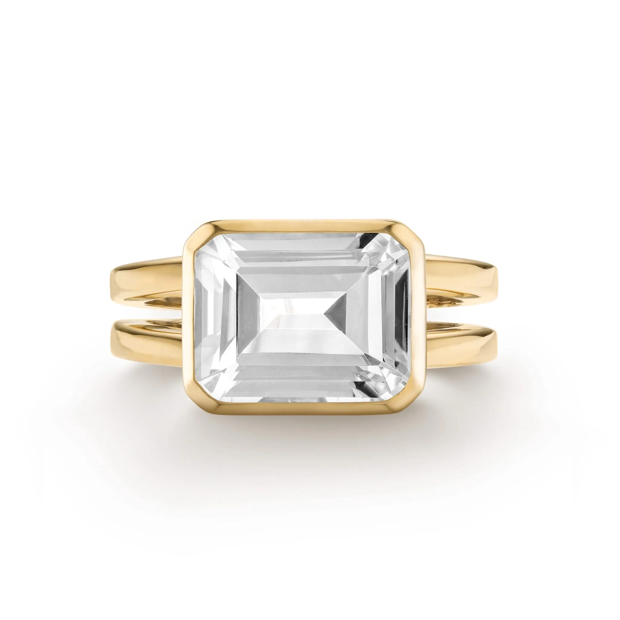 The Vault: Warren Horizontal White Topaz Ring, Yellow Gold Size 7 sold by Haverhill