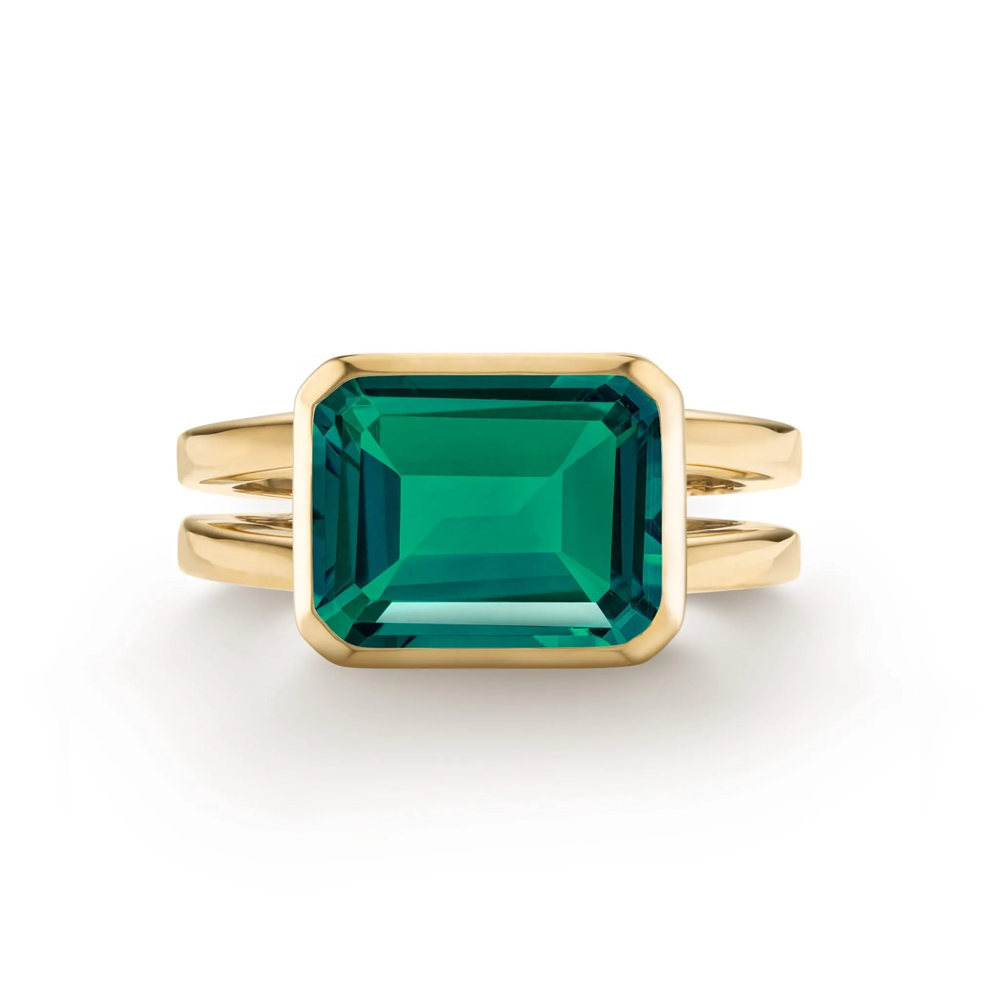 The Vault: Warren Horizontal Emerald Ring, Yellow Gold Size 6 sold by Haverhill