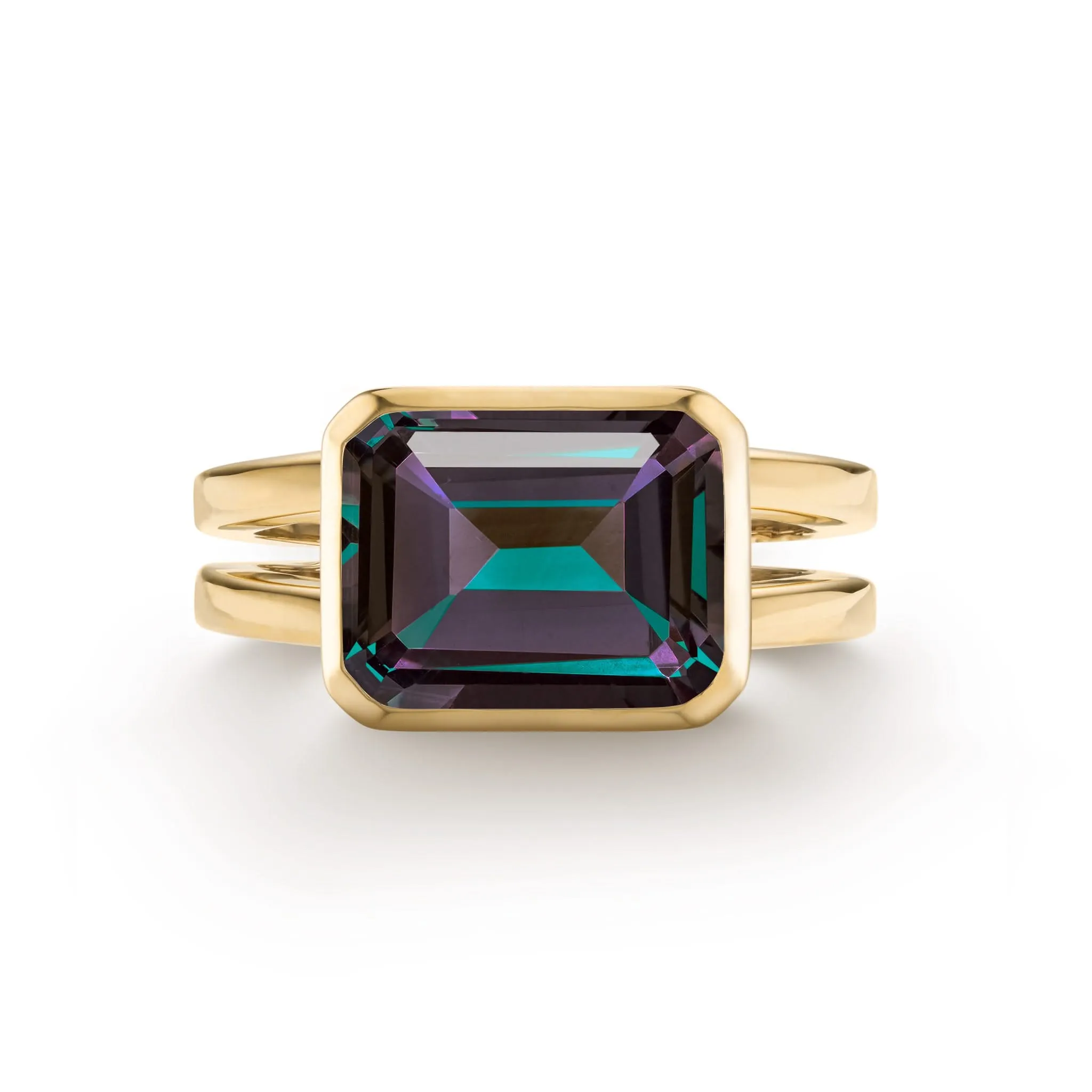 The Vault: Warren Horizontal Alexandrite Ring, Yellow Gold Size 7 sold by Haverhill