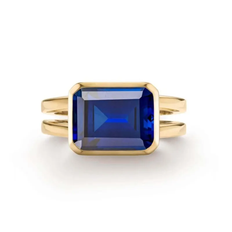 The Vault: Warren Horizontal Sapphire Ring, Yellow Gold Size 5 made by Haverhill