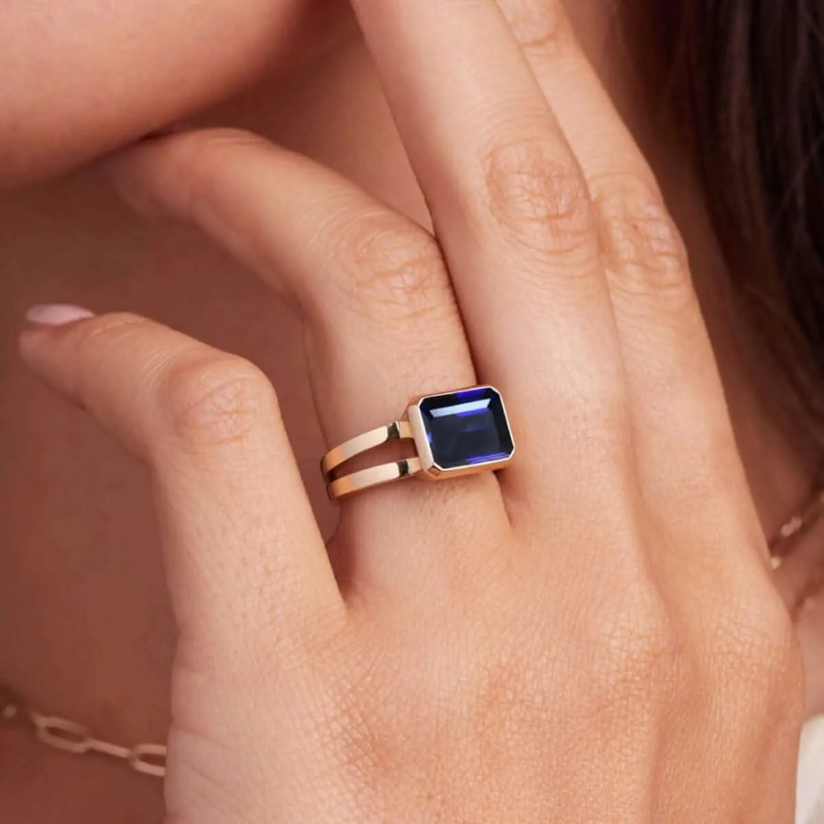 The Vault: Warren Horizontal Sapphire Ring, Yellow Gold Size 5 sold by Haverhill product image thumbnail 3