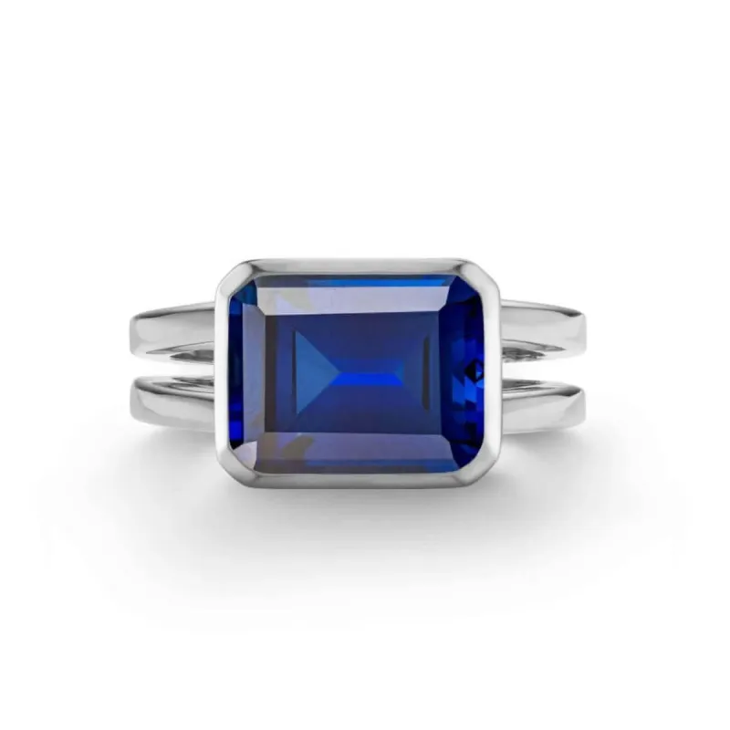 The Vault: Warren Horizontal Sapphire Ring, White Gold Size 6.5 made by Haverhill
