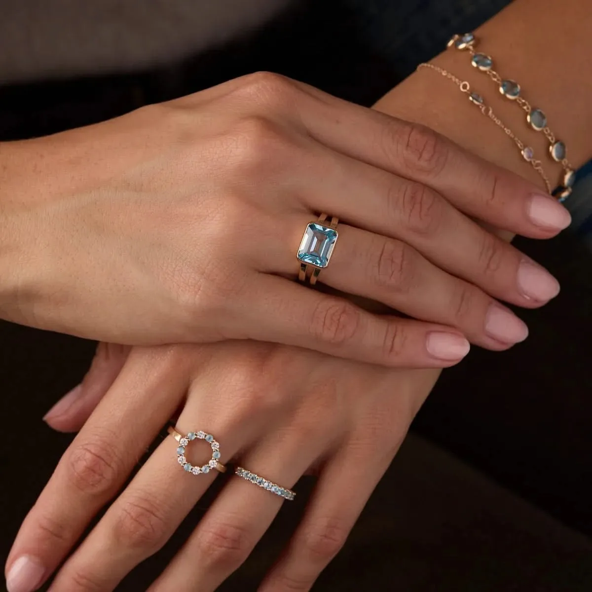The Vault: Warren Horizontal Nantucket Blue Topaz Ring, White Gold Size 8 sold by Haverhill product image thumbnail 4