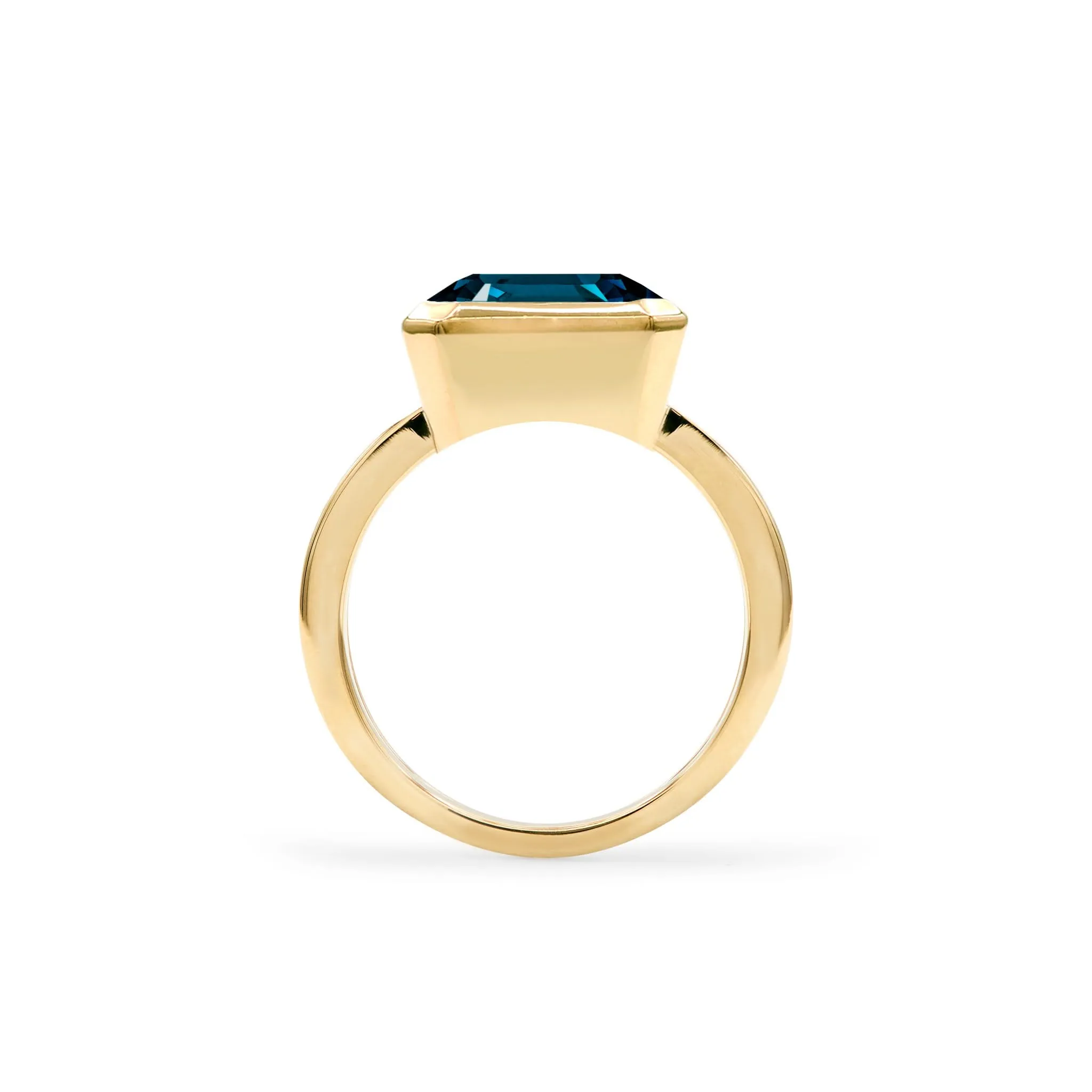 The Vault: Warren Horizontal Atlantic Blue Topaz Ring, Yellow Gold Size 4.5 sold by Haverhill product image thumbnail 5