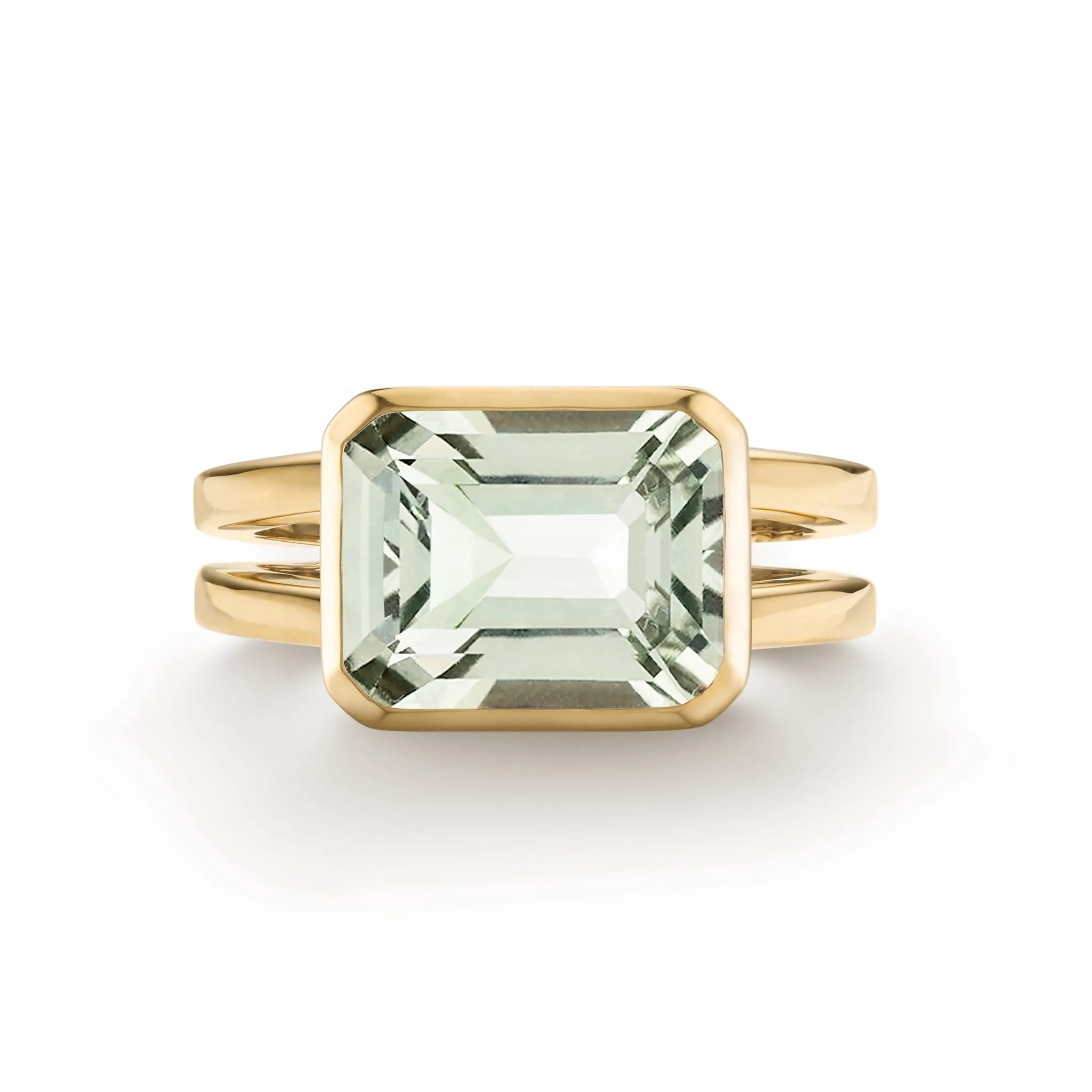 The Vault: Warren Horizontal Green Amethyst Ring, Yellow Gold Size 5 sold by Haverhill