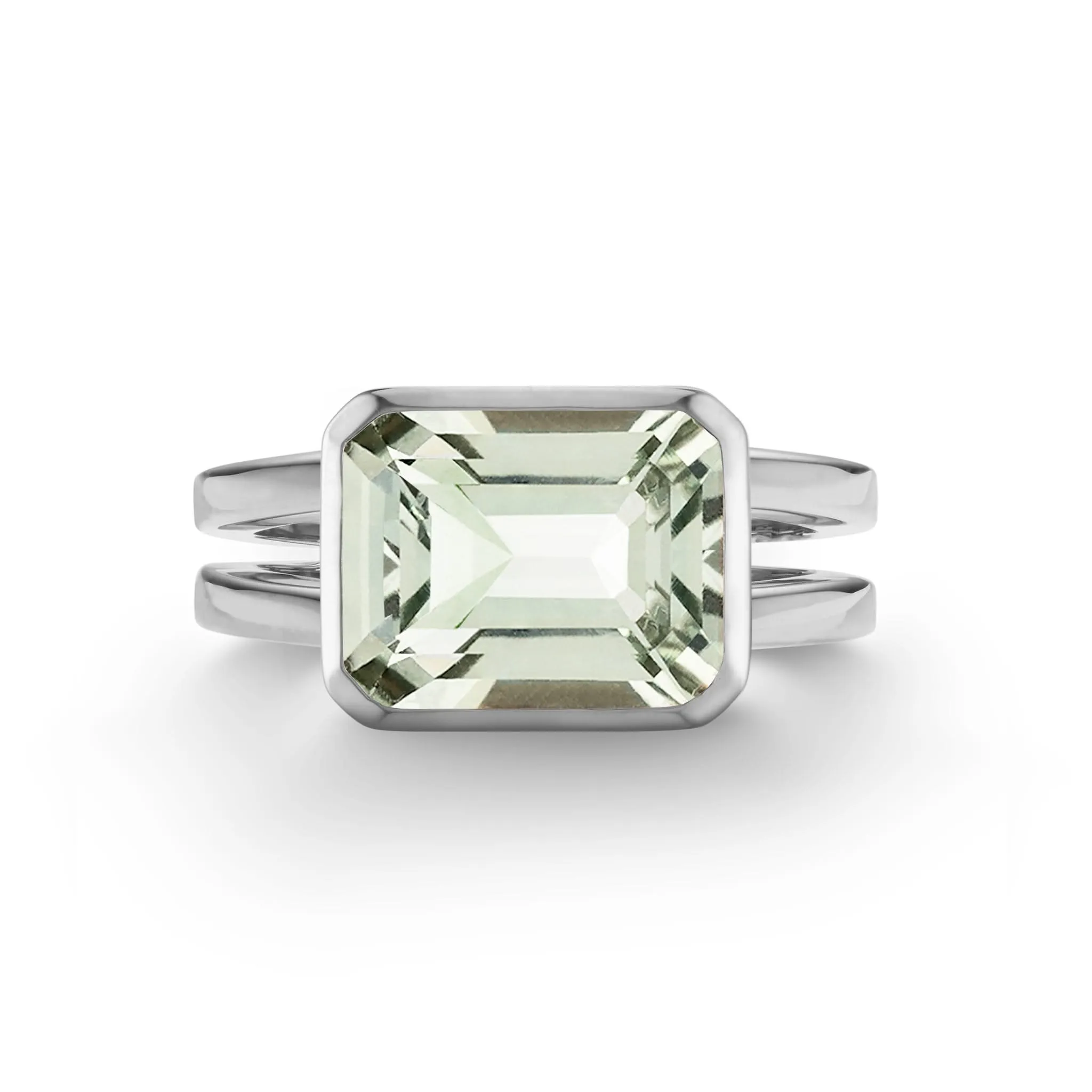 The Vault: Warren Horizontal Green Amethyst Ring, White Gold Size 7 sold by Haverhill