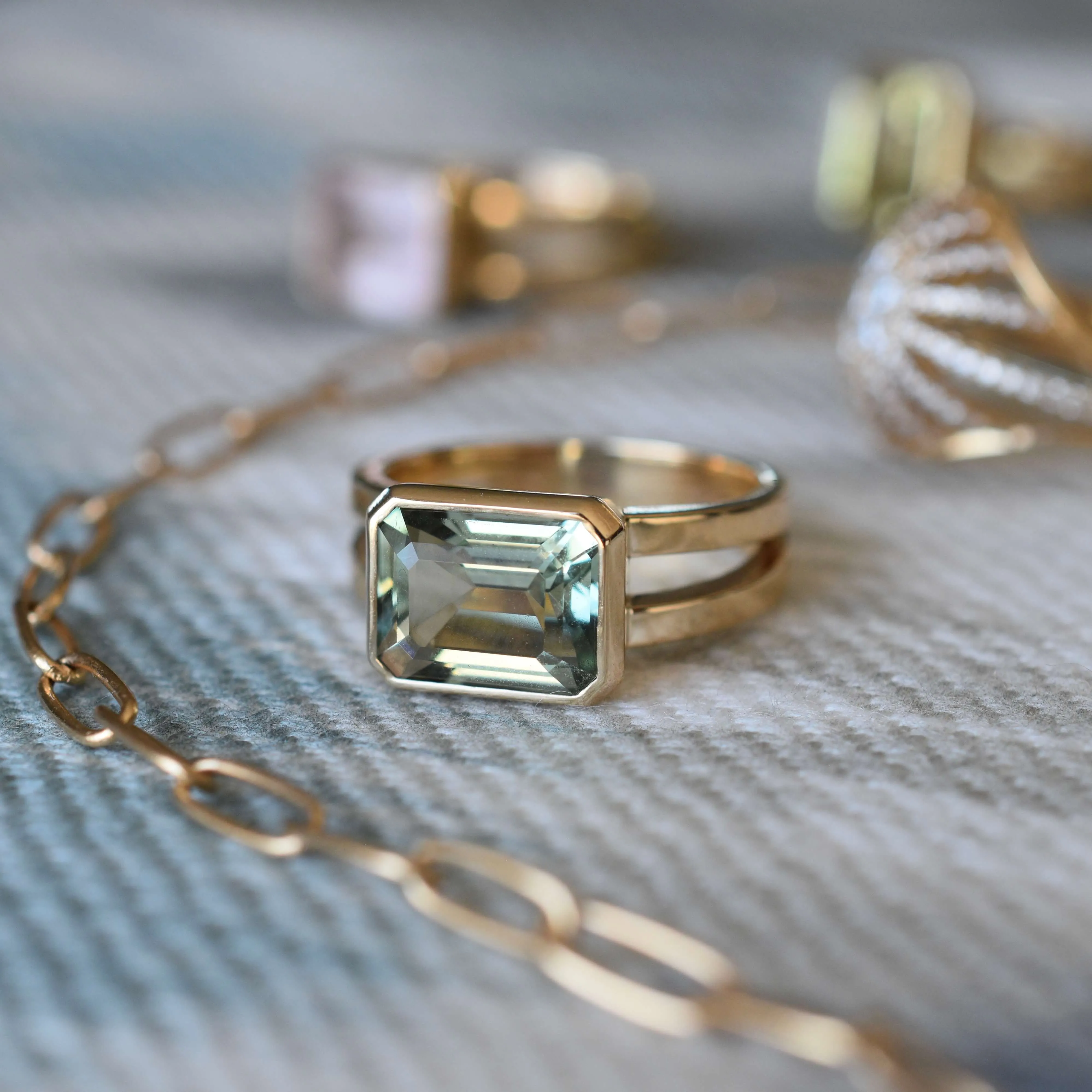 The Vault: Warren Horizontal Green Amethyst Ring, White Gold Size 7 sold by Haverhill product image thumbnail 5