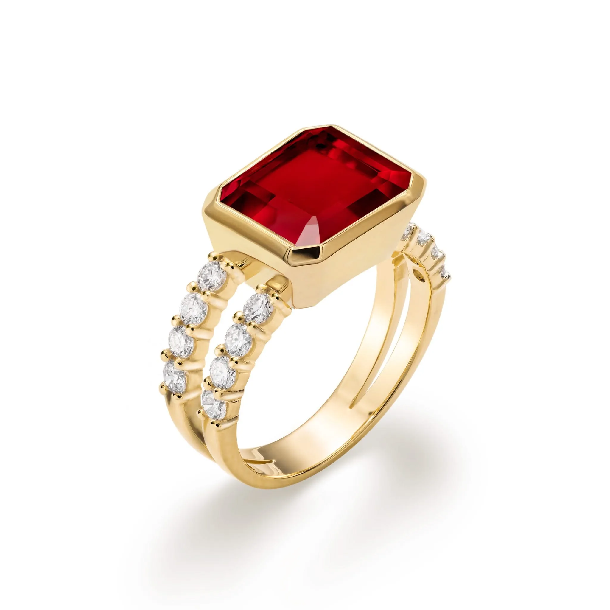 The Vault: Warren Horizontal Garnet Ring with Diamonds, Yellow Gold Size 5.5 sold by Haverhill product image thumbnail 4