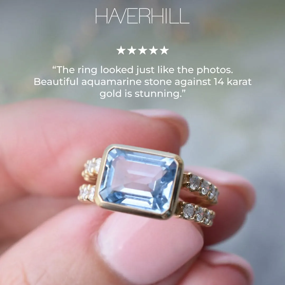 The Vault: Warren Horizontal Aquamarine Ring with Diamonds, White Gold Size 9 sold by Haverhill product image thumbnail 5