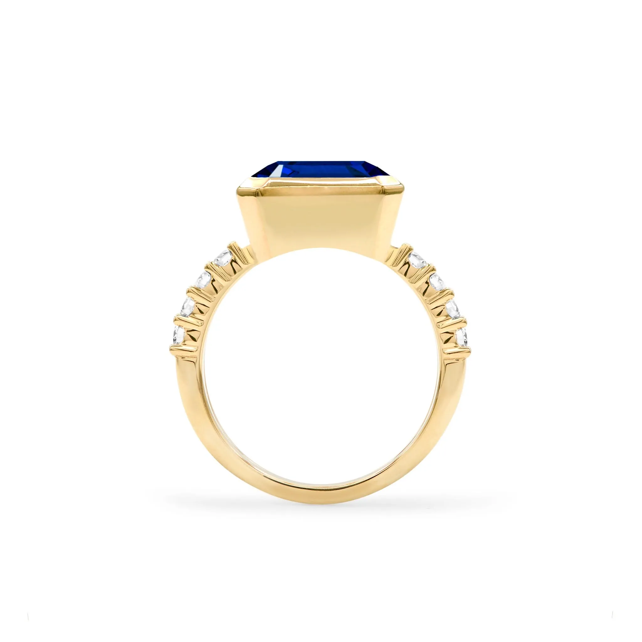 The Vault: Warren Horizontal Sapphire Ring with Diamonds, Yellow Gold Size 7 sold by Haverhill product image thumbnail 4