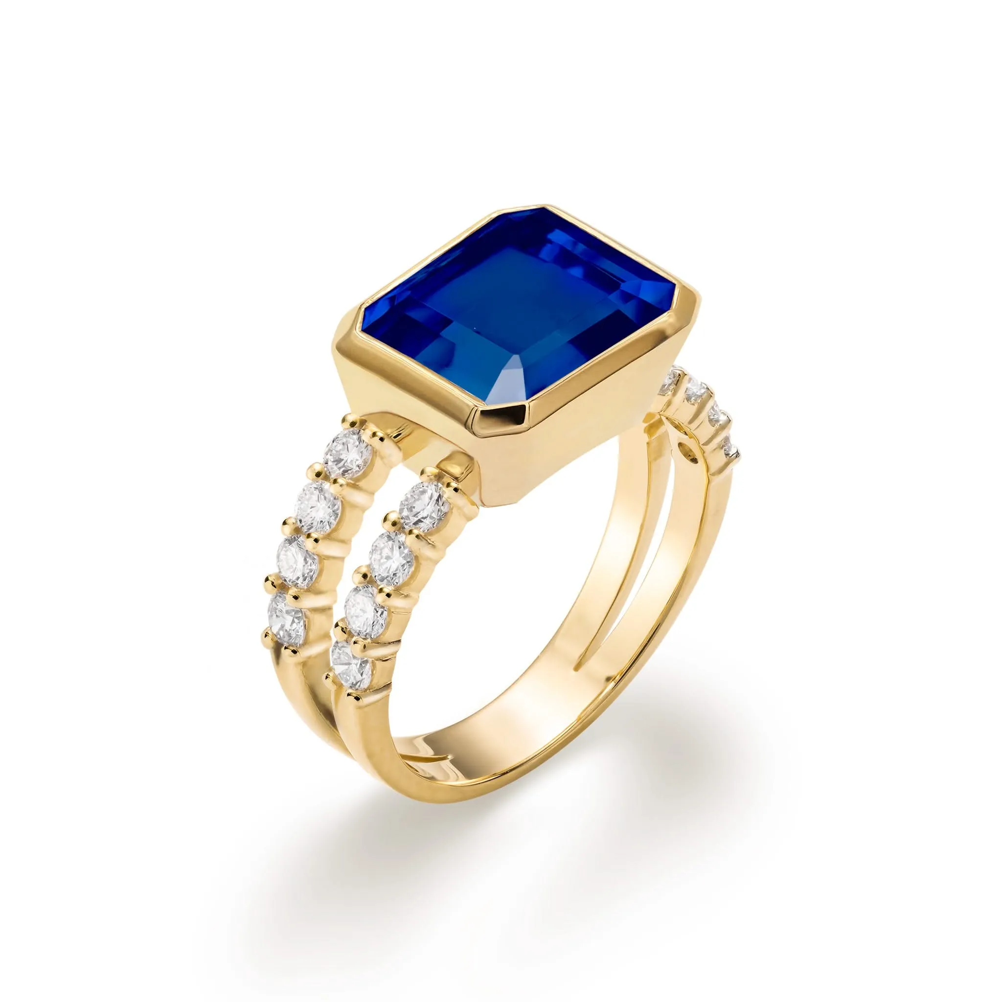 The Vault: Warren Horizontal Sapphire Ring with Diamonds, Yellow Gold Size 7 sold by Haverhill product image thumbnail 5