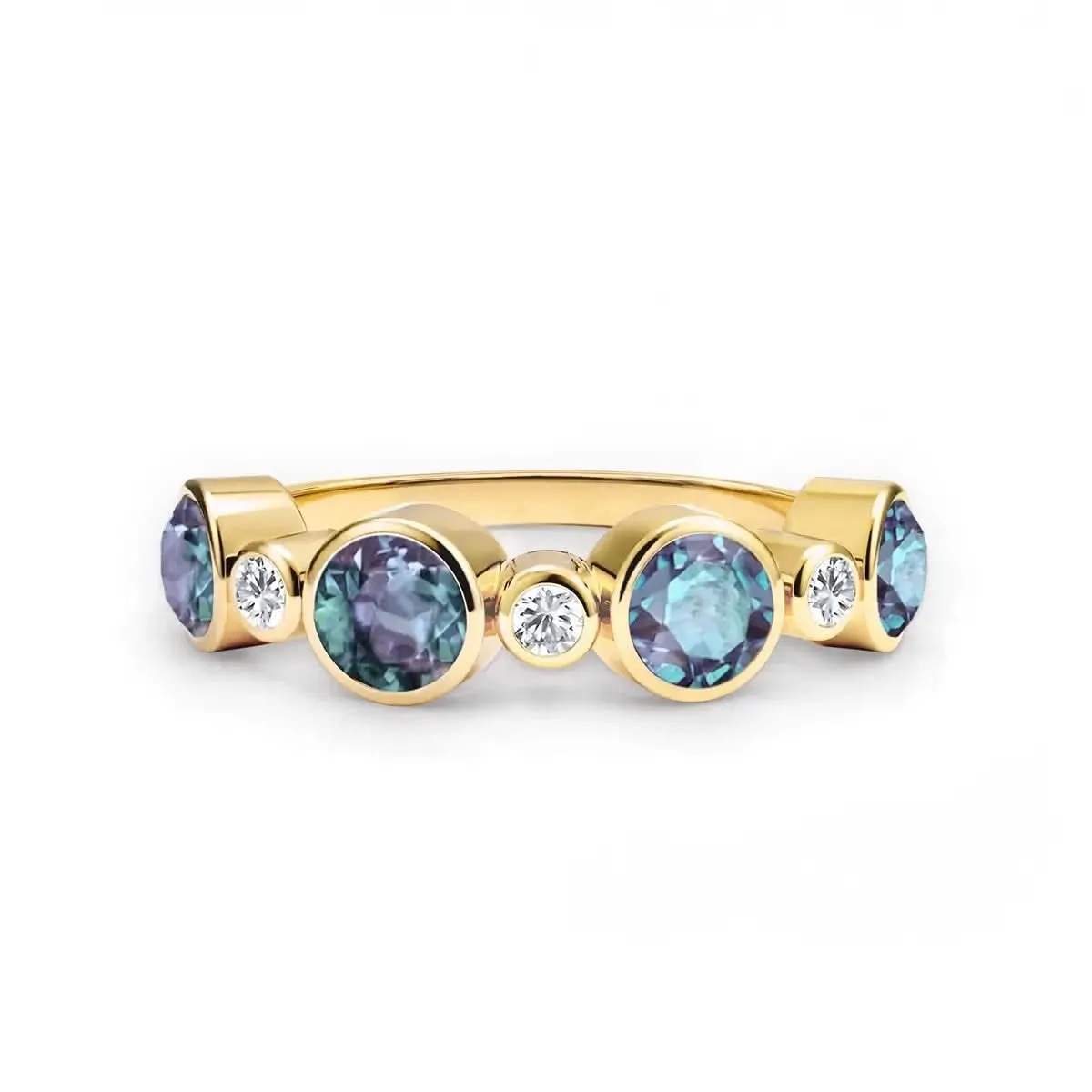 The Vault: Barrington Alexandrite Band Ring with Diamonds, Yellow Gold Size 4.5 sold by Haverhill