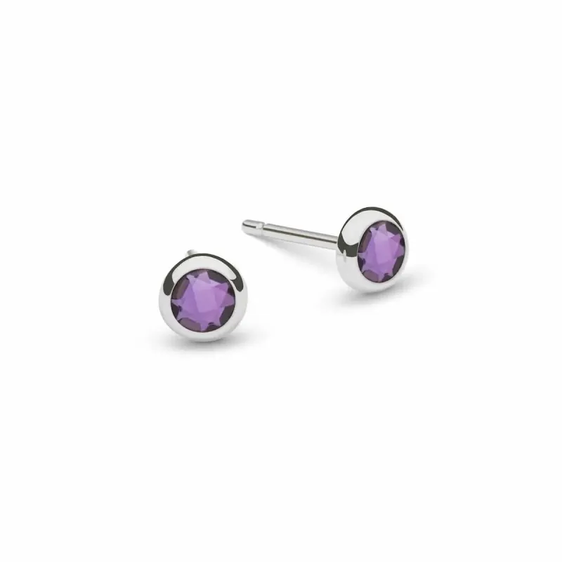 The Vault: Petite Amethyst Stud Earrings, White Gold made by Haverhill