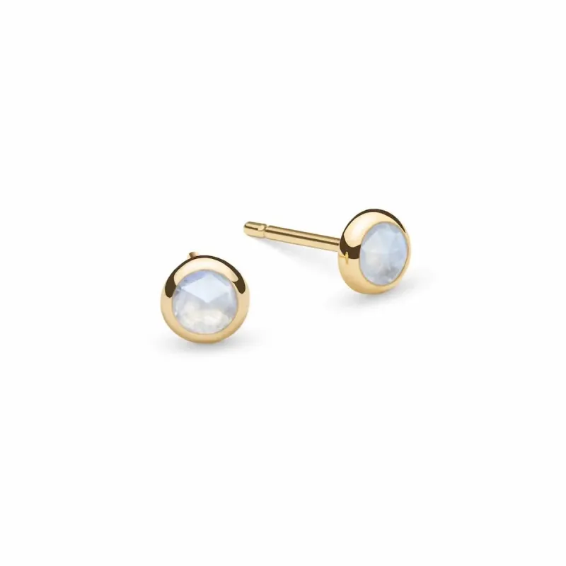 The Vault: Petite Moonstone Stud Earrings, Yellow Gold made by Haverhill