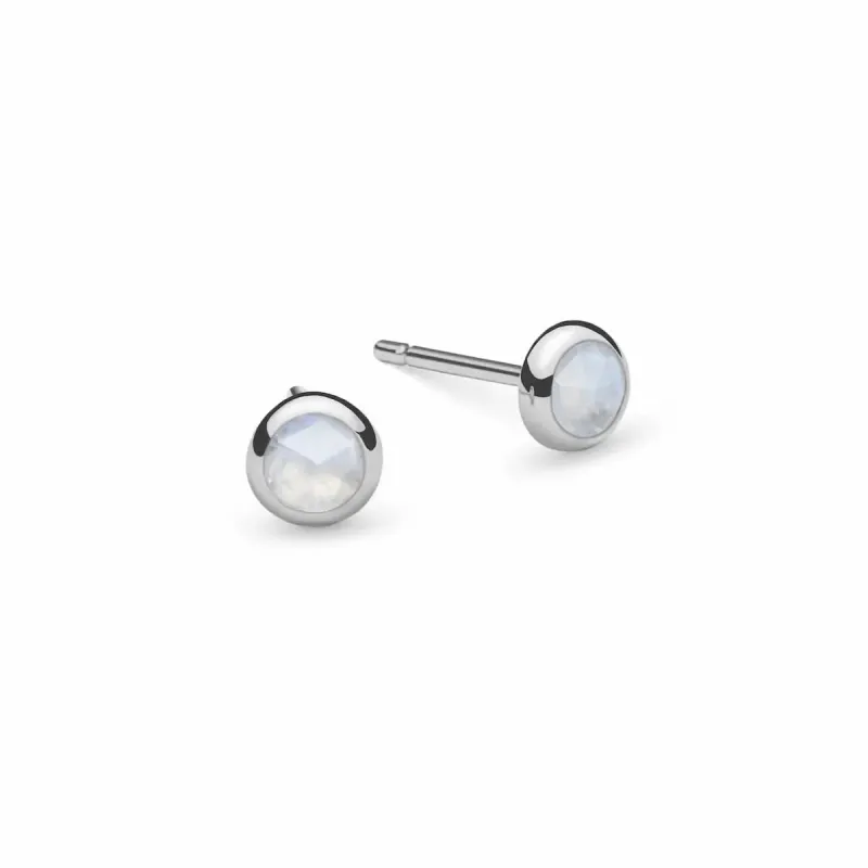 The Vault: Petite Moonstone Stud Earrings, White Gold made by Haverhill