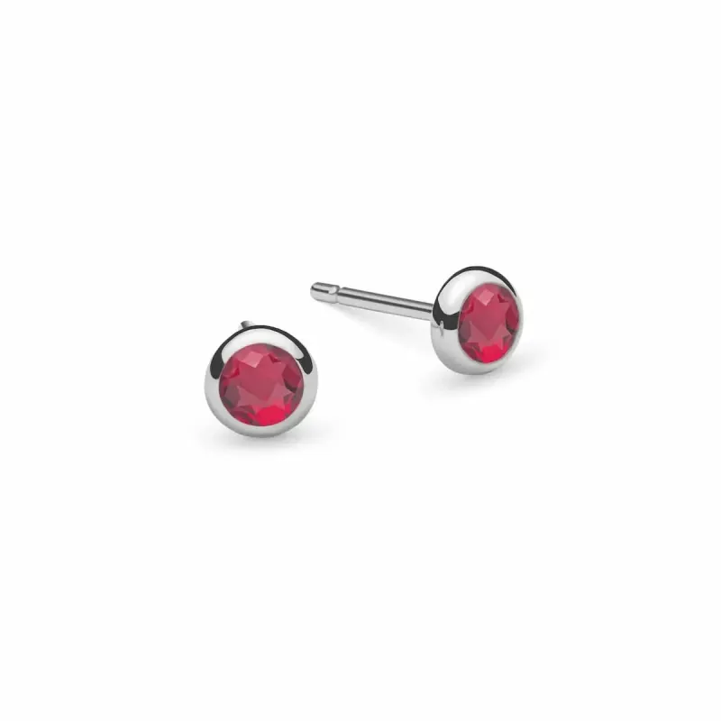 The Vault: Petite Ruby Stud Earrings, White Gold made by Haverhill