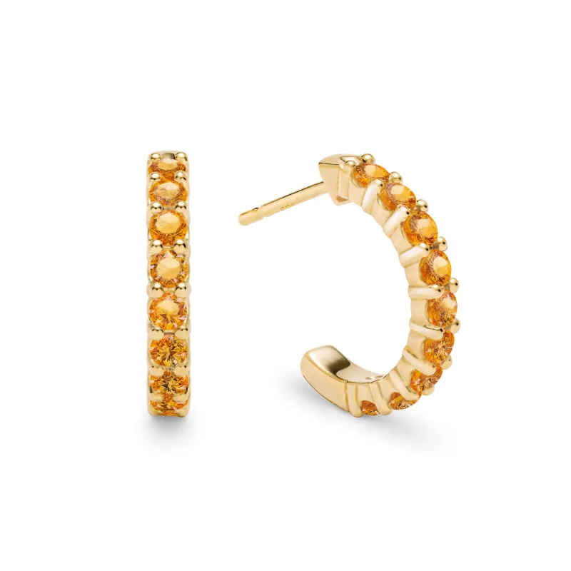 The Vault: Rosecliff Citrine Huggie Hoop Earrings, Yellow Gold made by Haverhill