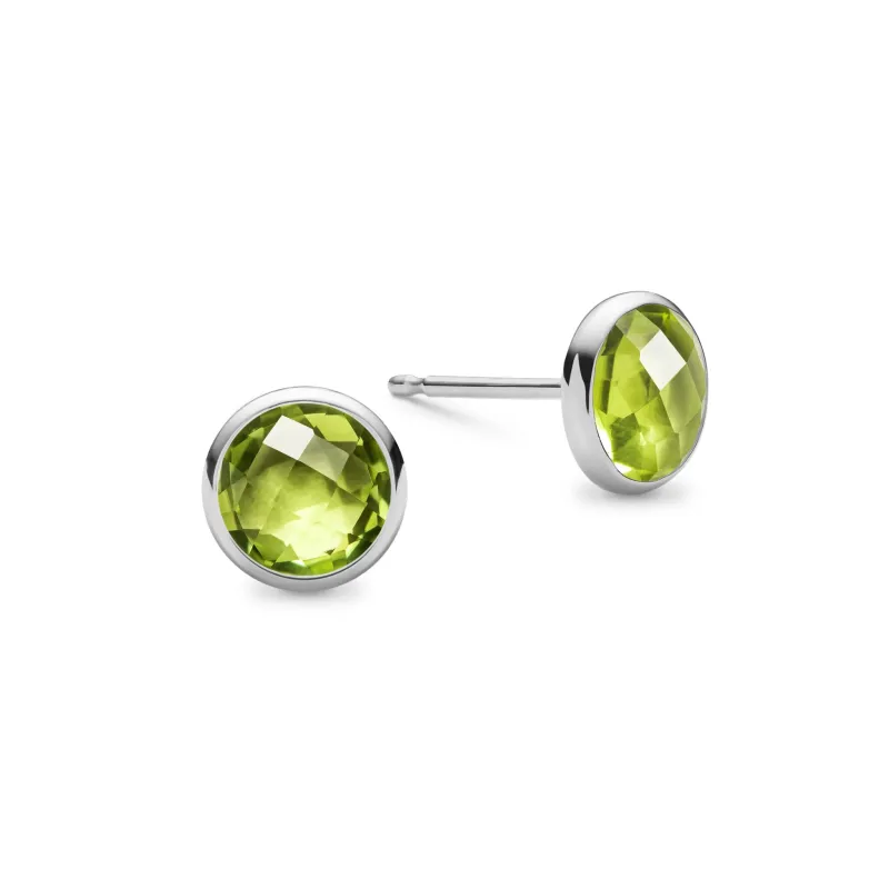 The Vault: Grand Peridot Stud Earrings, White Gold made by Haverhill