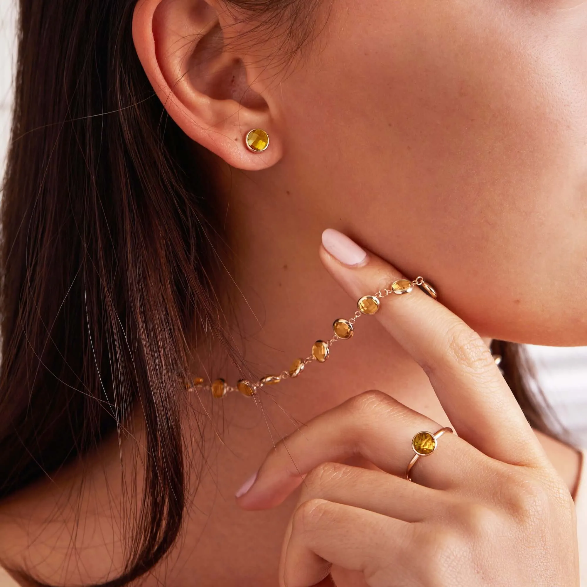 The Vault: Grand Citrine Stud Earrings, Yellow Gold sold by Haverhill product image thumbnail 3