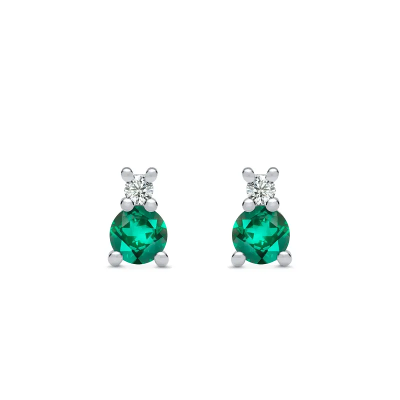 The Vault: Greenwich Solitaire Emerald & Diamond Earrings, White Gold made by Haverhill