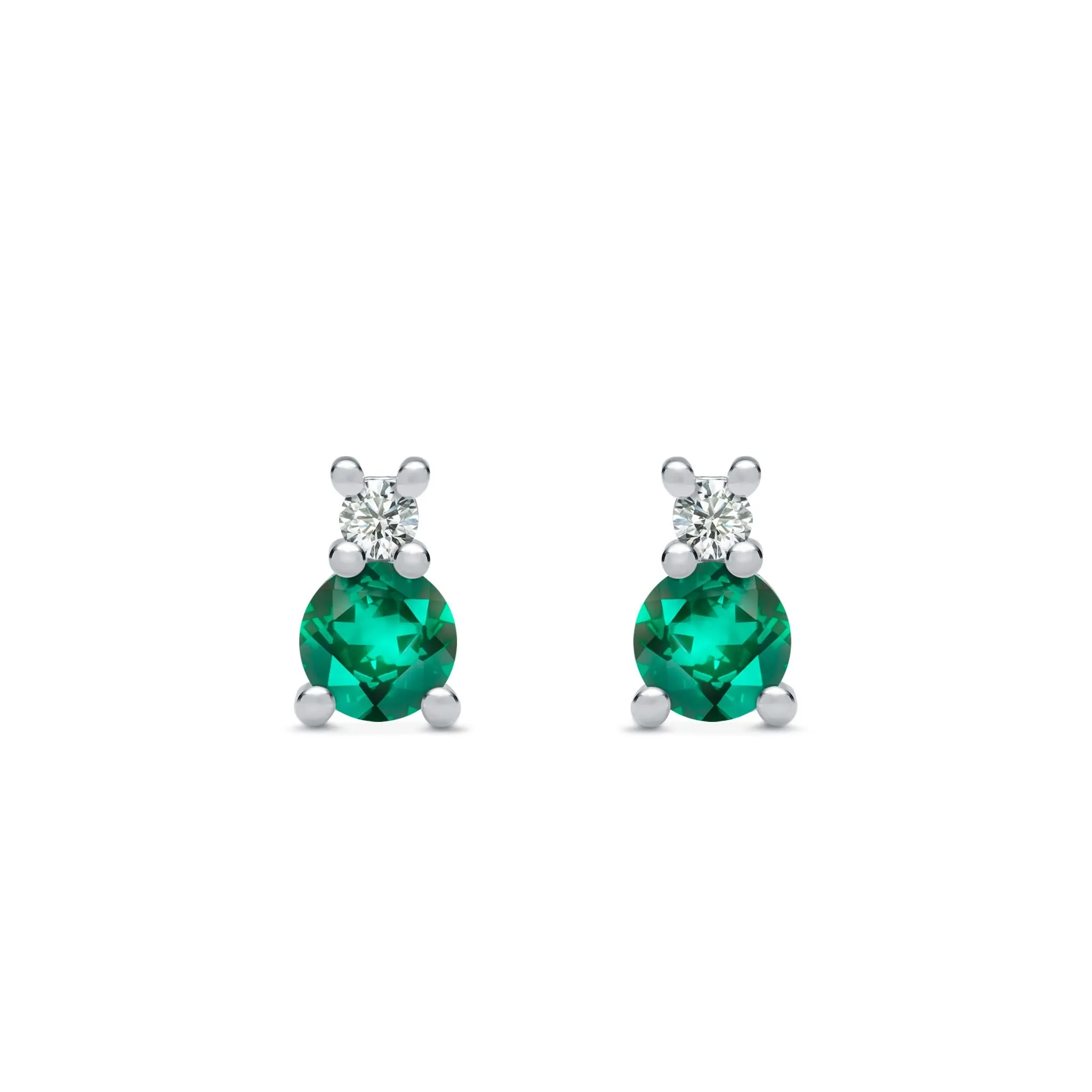 The Vault: Greenwich Solitaire Emerald & Diamond Earrings, White Gold sold by Haverhill