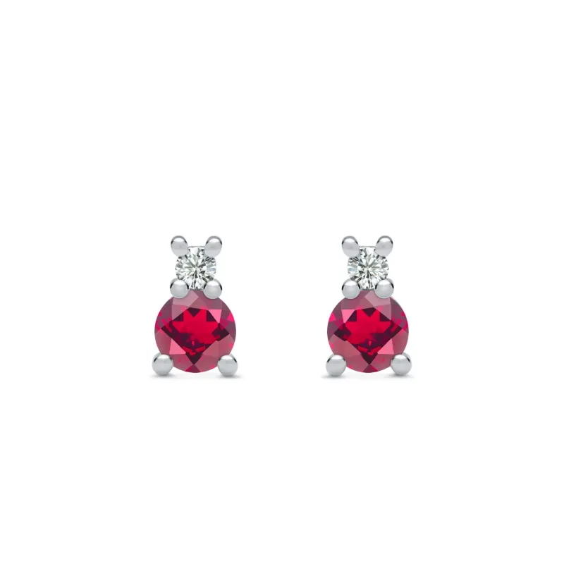 The Vault: Greenwich Solitaire Ruby & Diamond Earrings, White Gold made by Haverhill